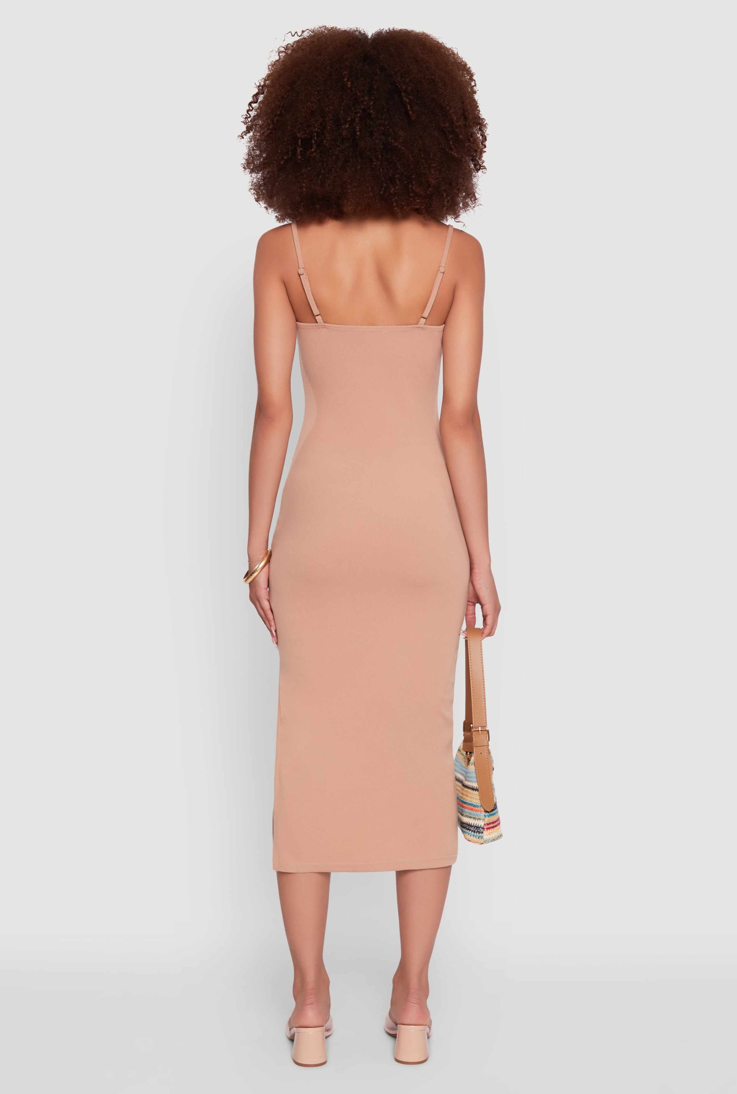 Trendy Scoop Neck Solid Cami Dress