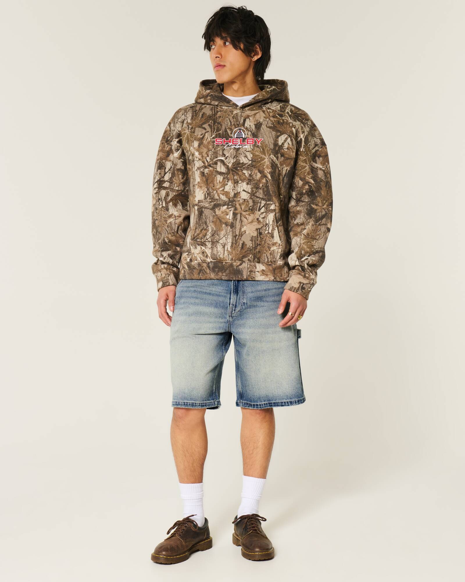 Washed Black Baggy Denim Shorts