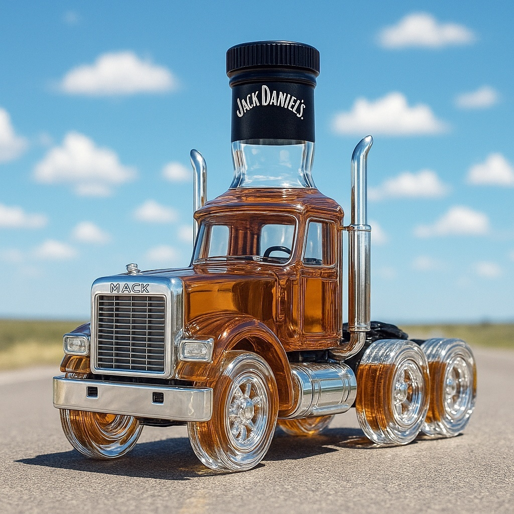 1980s Mack Super-Liner II Whiskey Bottle