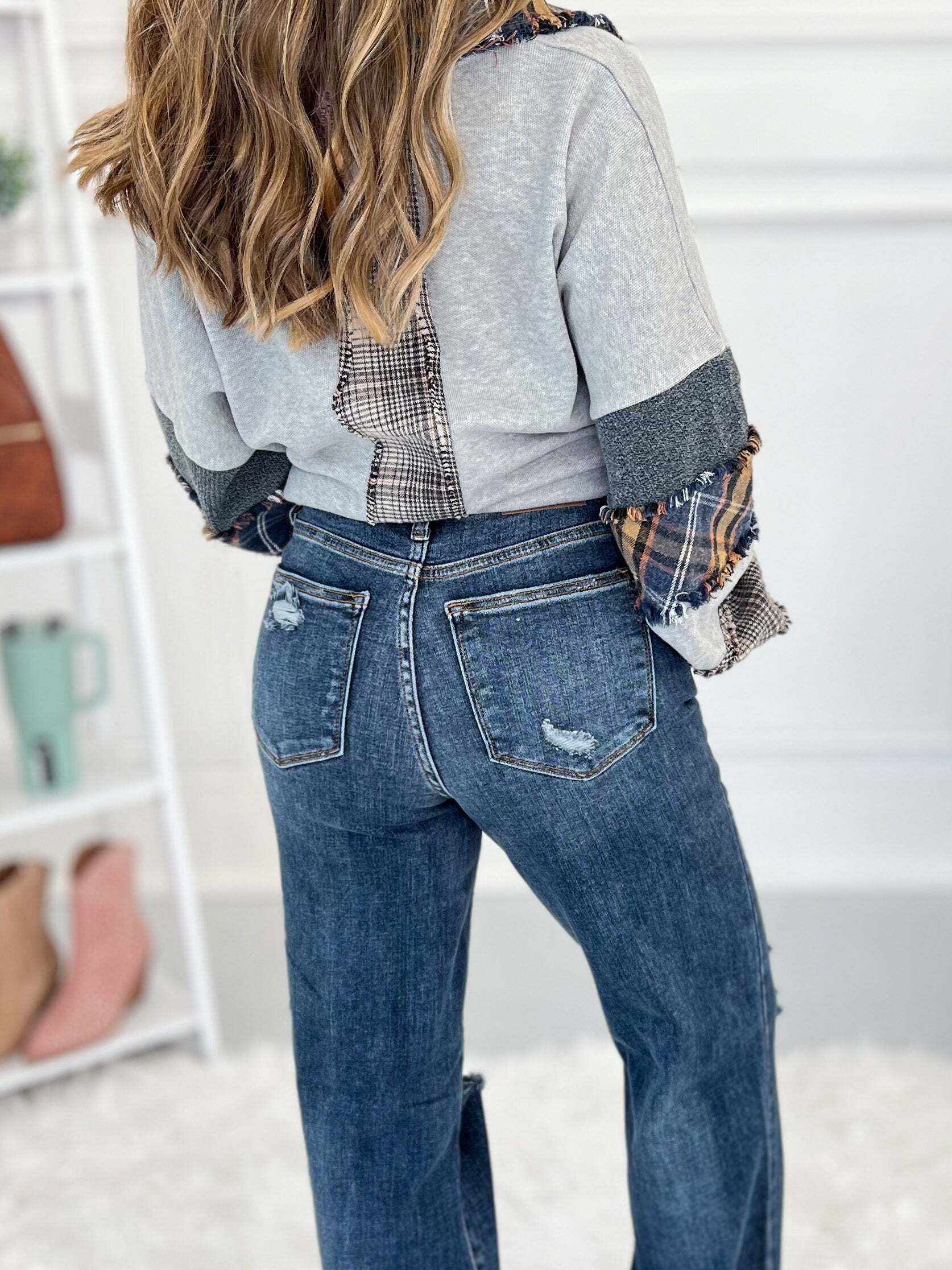 Getting Jiggy 2.0 - Christmas 90's Distressed Straight Jeans- Final Sale