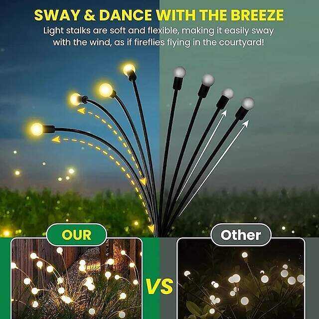 Solar Garden Light Waterproof Firefly Lights Outdoor Starburst Swaying Lights 2 Modes 6/8/10 Heads for Yard Patio Pathway Decoration
