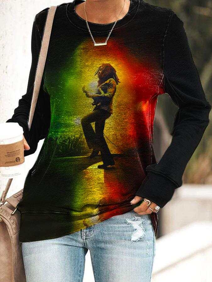 Reggae Music Print Casual  Sweatshirt