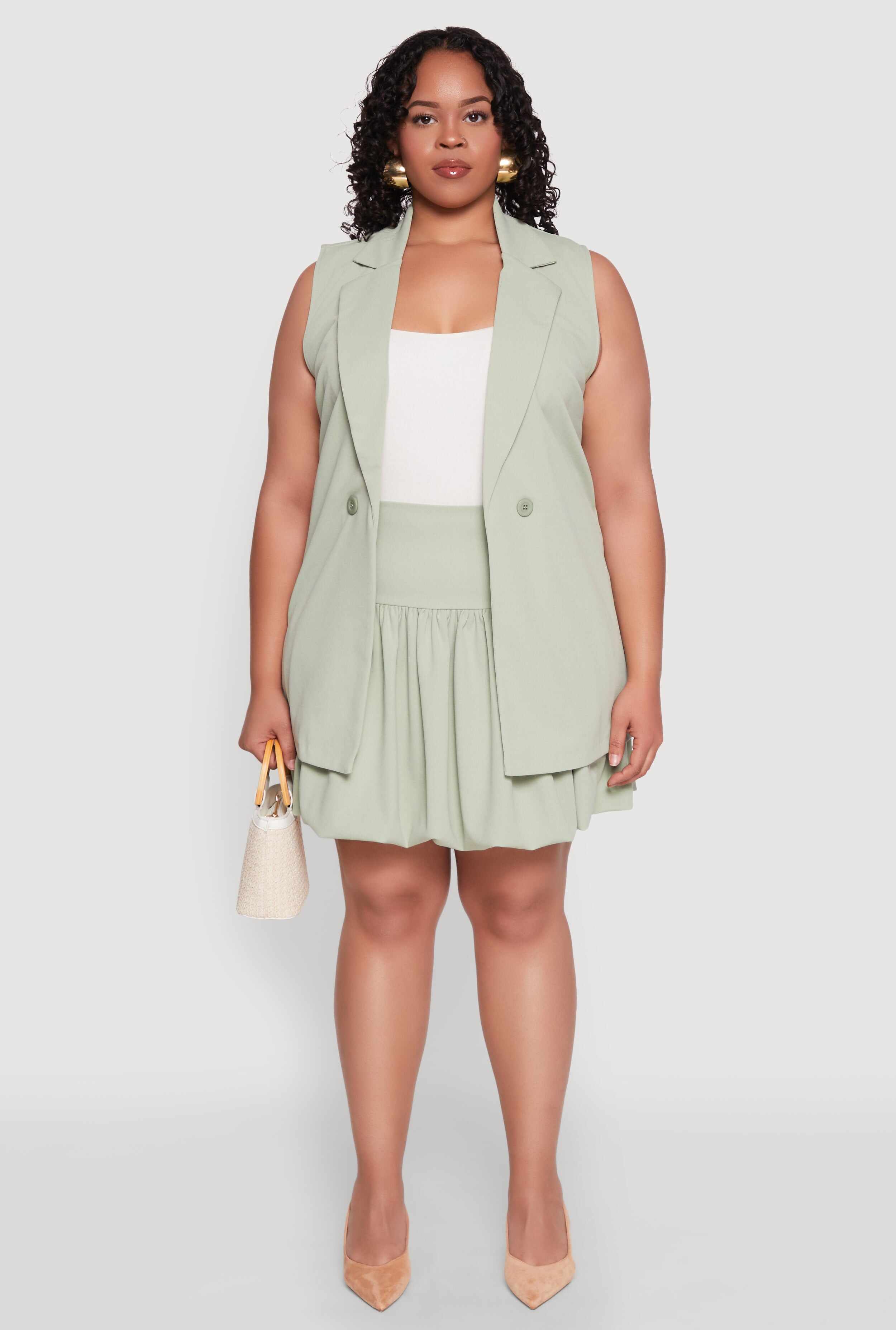 Plus Size Crepe Knit Bubble Skirt