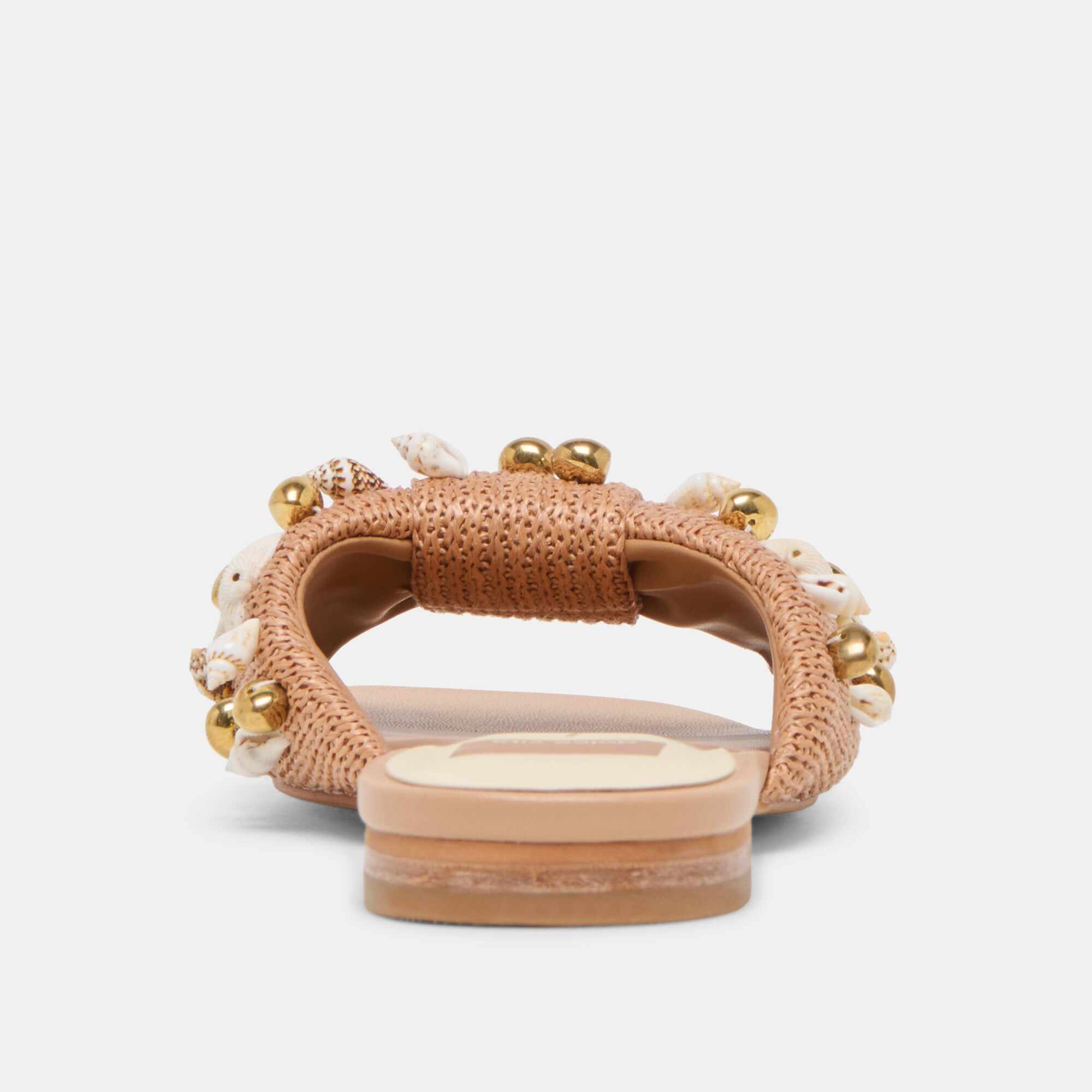 LIZZA SANDALS TOFFEE BEADED RAFFIA
