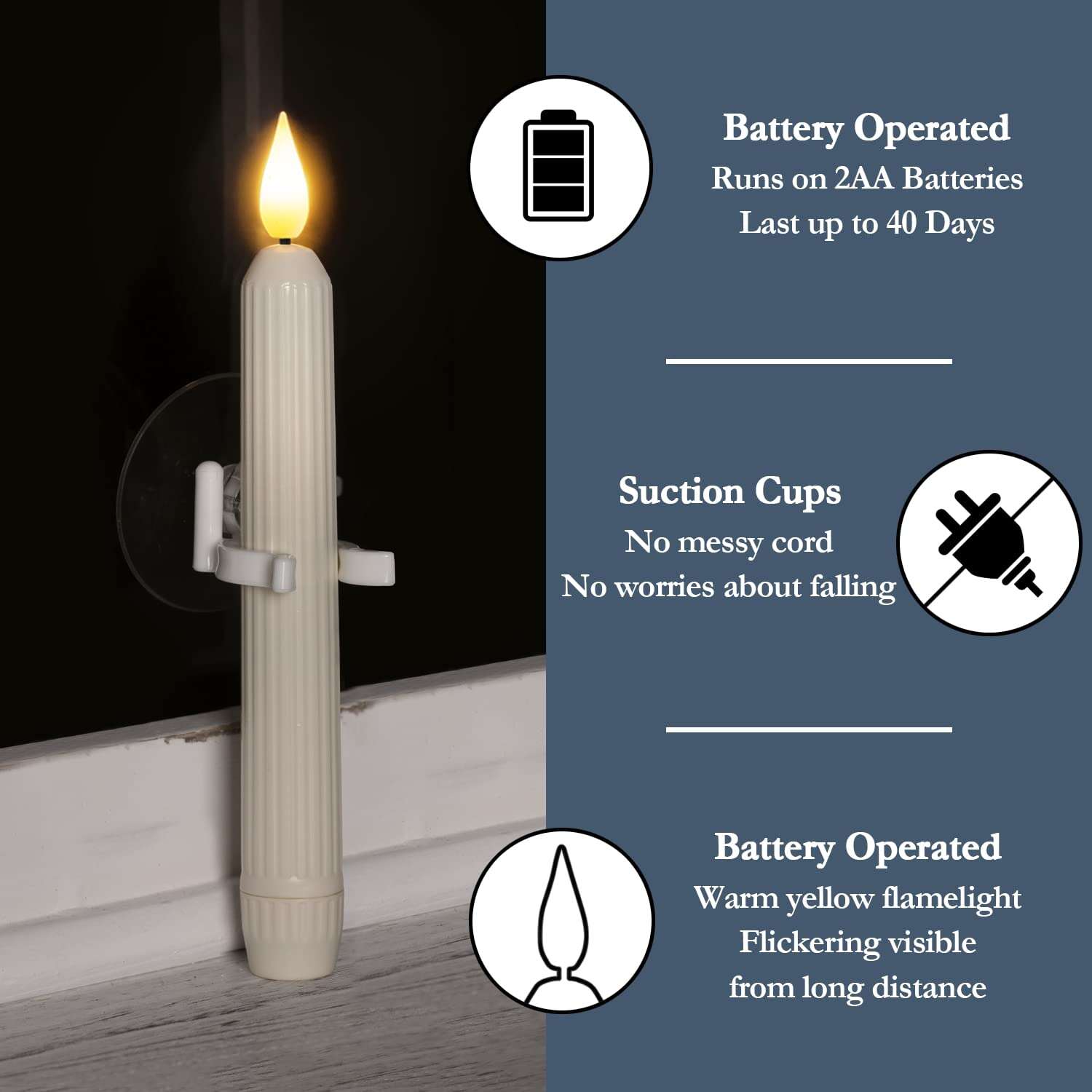 💥ON SALE💥6 Pack Flameless LED Window Candles with Dusk to Dawn Sensor  & Suction Cups🕯️