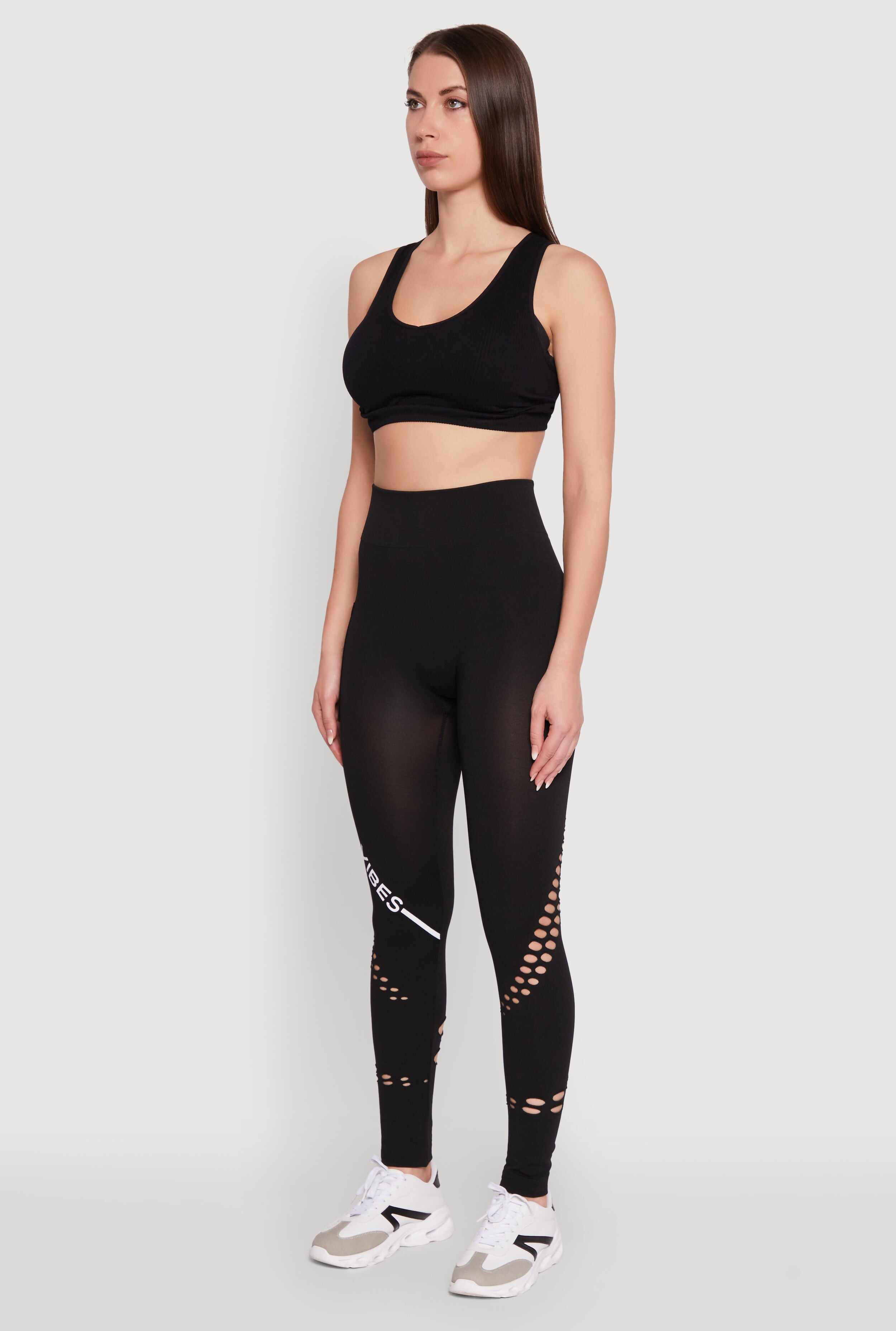 Trendy Good Vibes Graphic Leggings with Booty Lift and Pockets