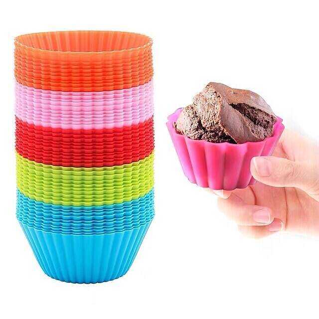 12 Pcs Reusable Silicone Baking Cups Nonstick Muffin Molds for Cake Balls Muffins Cupcakes