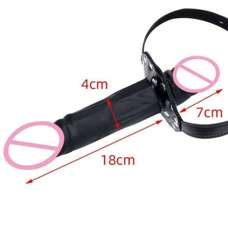 Silicone Dildo Oral Gag with Locking Buckles