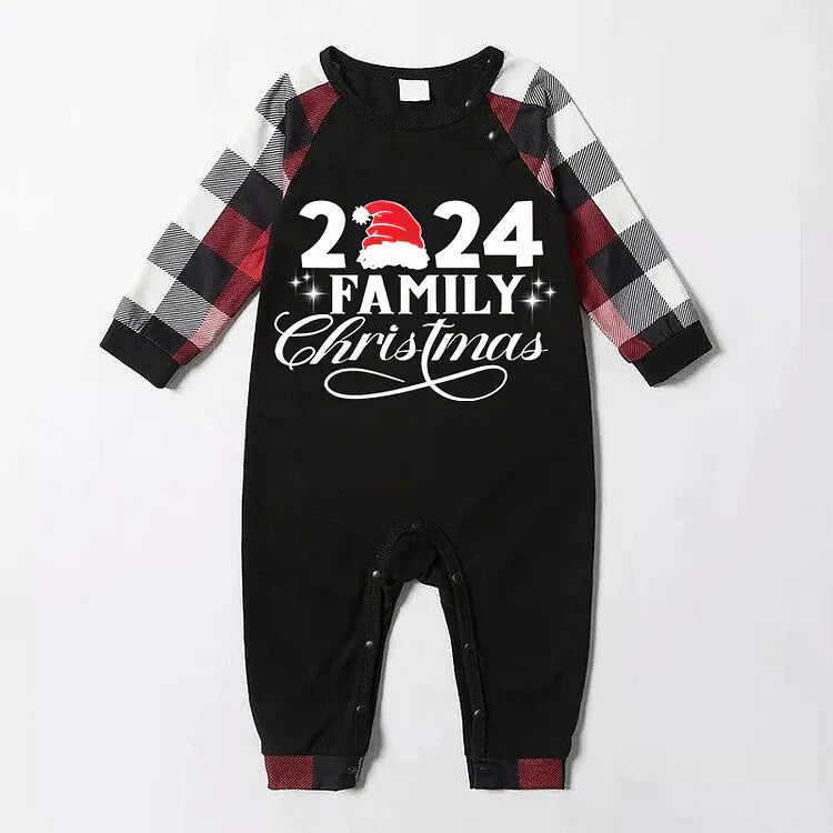 2024 Family Christmas Black Plaid Monogrammed Pajama Set