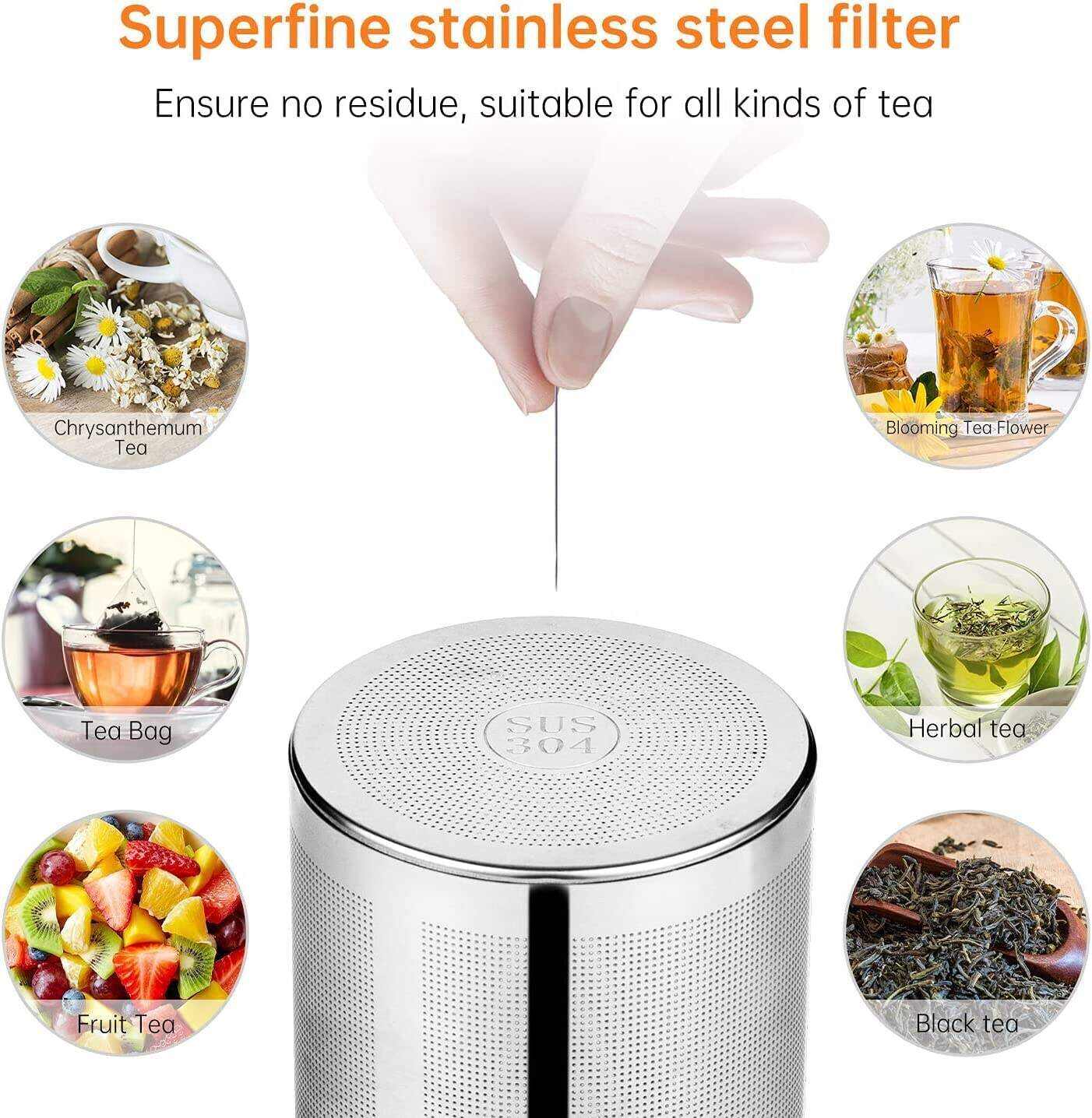 MINO ANT Tea Set ̈C 1200ml Glass Teapot with Removable Stainless Steel Infuser, and 4 Glass Teacups, Stovetop Safe Tea Kettle Gift Set, Blooming and Loose Leaf Tea Maker Set