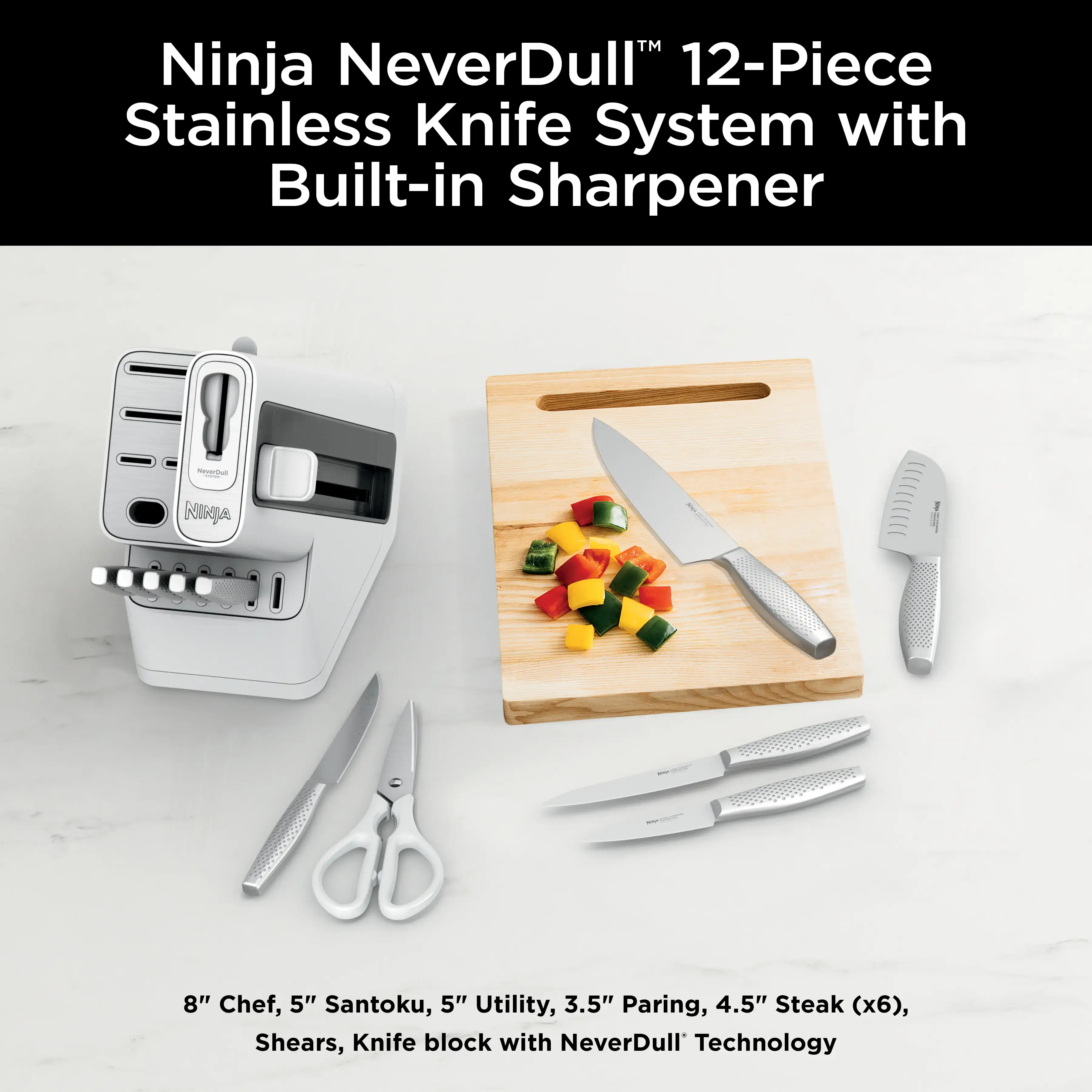 Ninja NeverDull Essential Knife System 12 Piece Set K22012WH