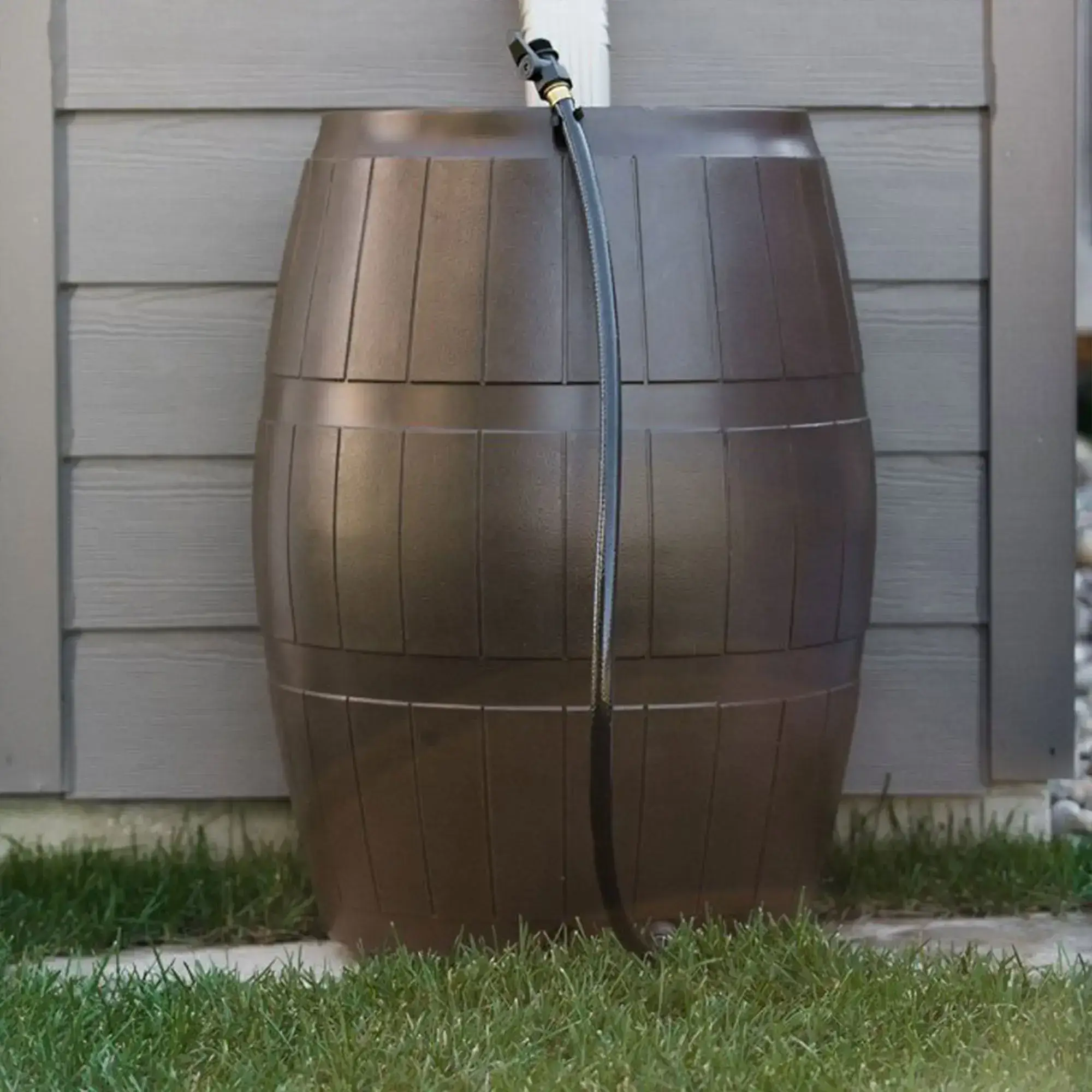 Outdoor RC4000-BLK 50-Gallon BPA Free Home Rain Water Catcher Barrel, Pet Traditional