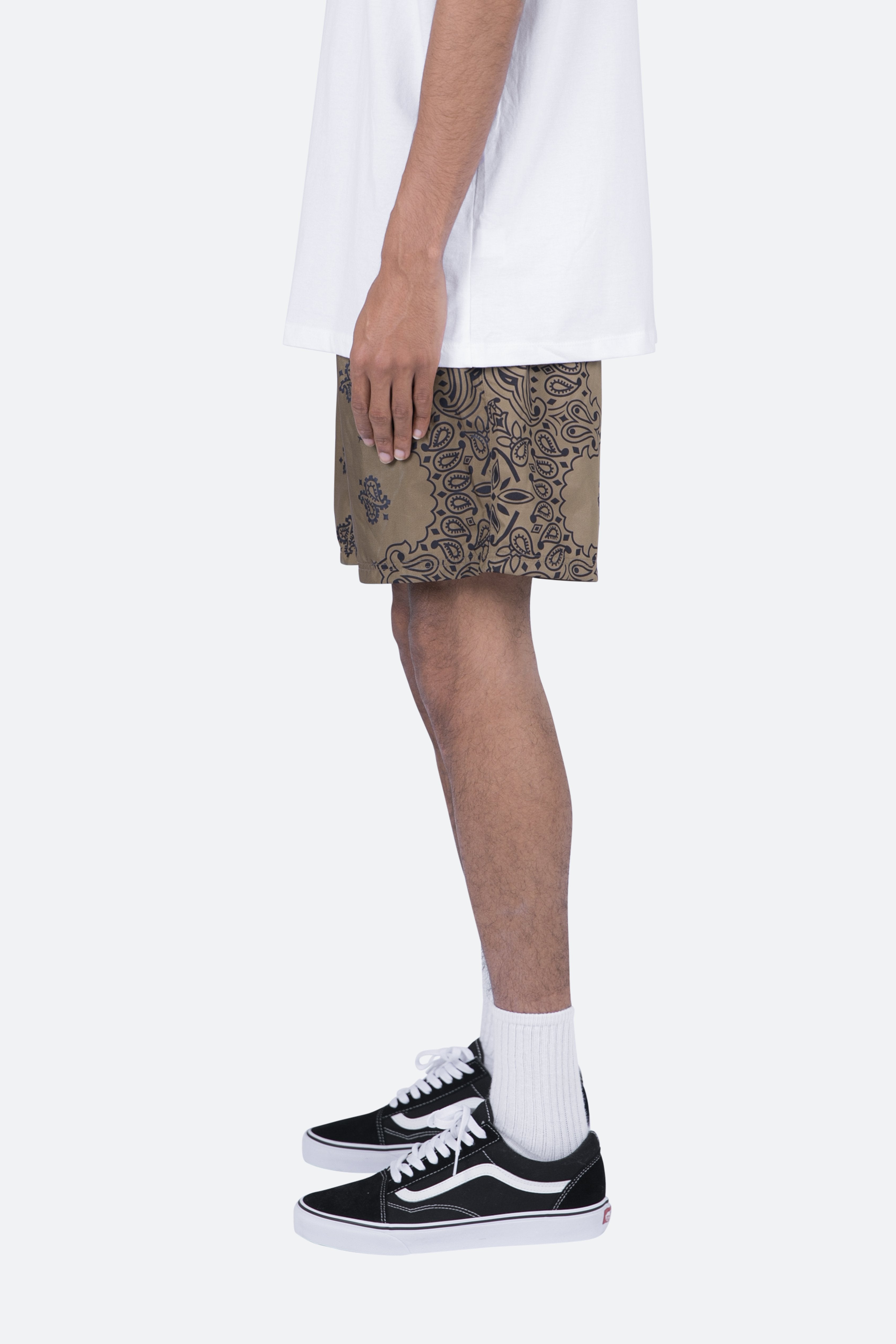 Nylon Paisley Shorts - Brown