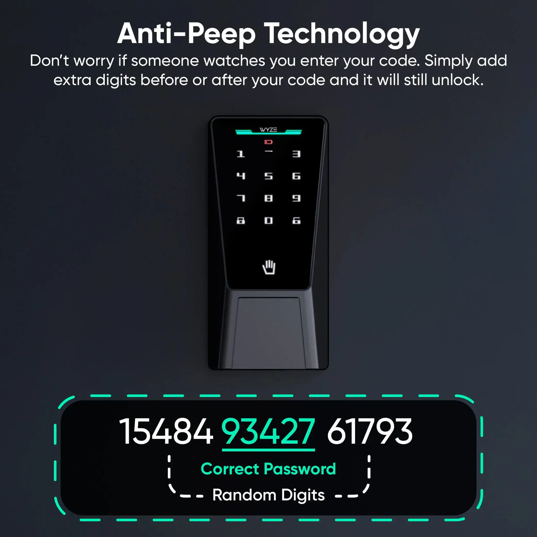 Wi-Fi Palm Recognition Smart Lock for Front Door, Keyless & Touchless Entry, Modern Design, Auto-Lock, Easy Installation, Deadbolt Replacement, IP53 Weatherproof