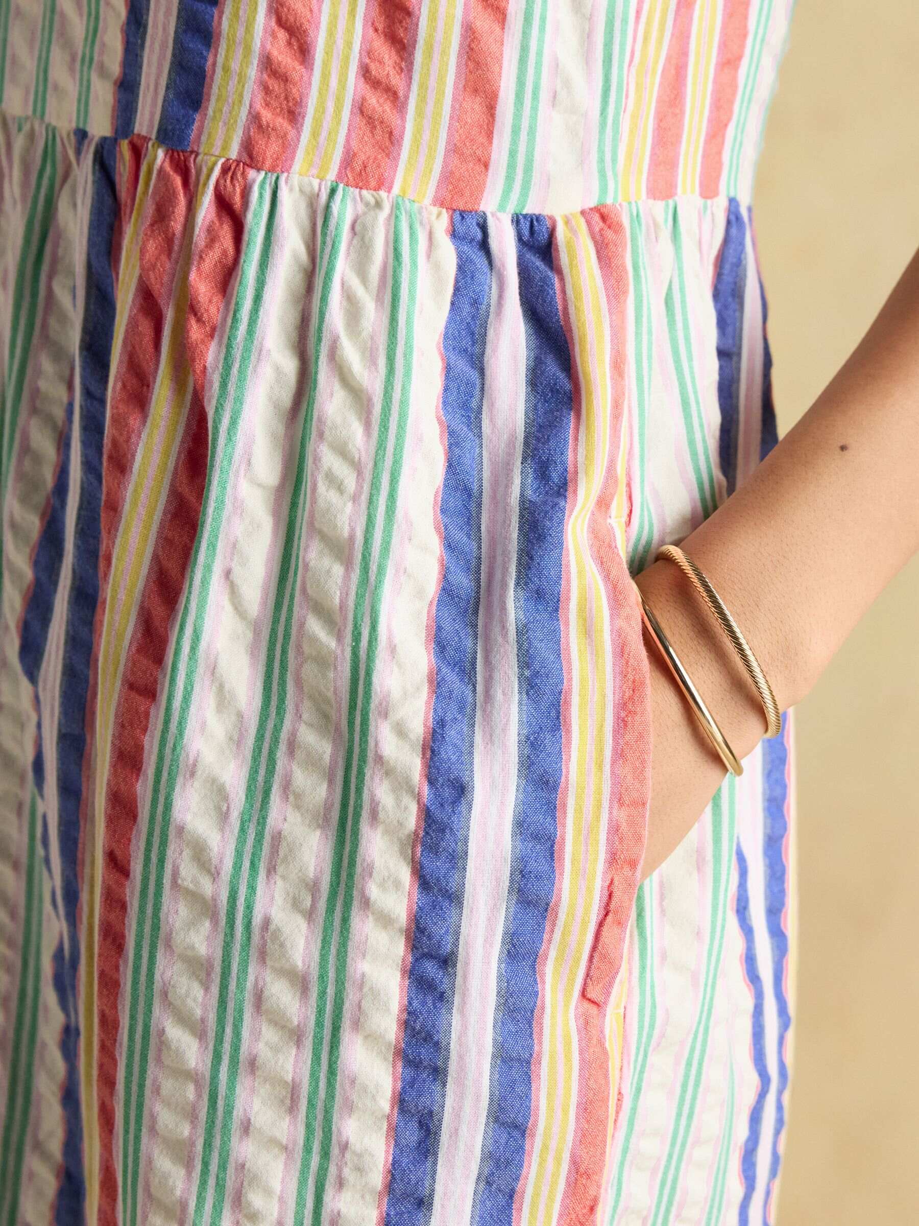 Kiera Red Striped Tiered Summer Dress