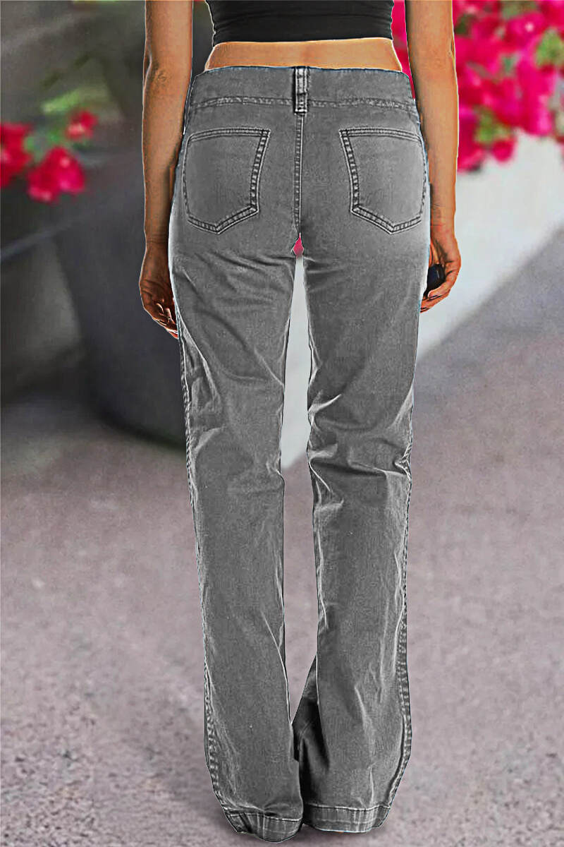 🔥Double Button Mid Waist Straight Leg Pants