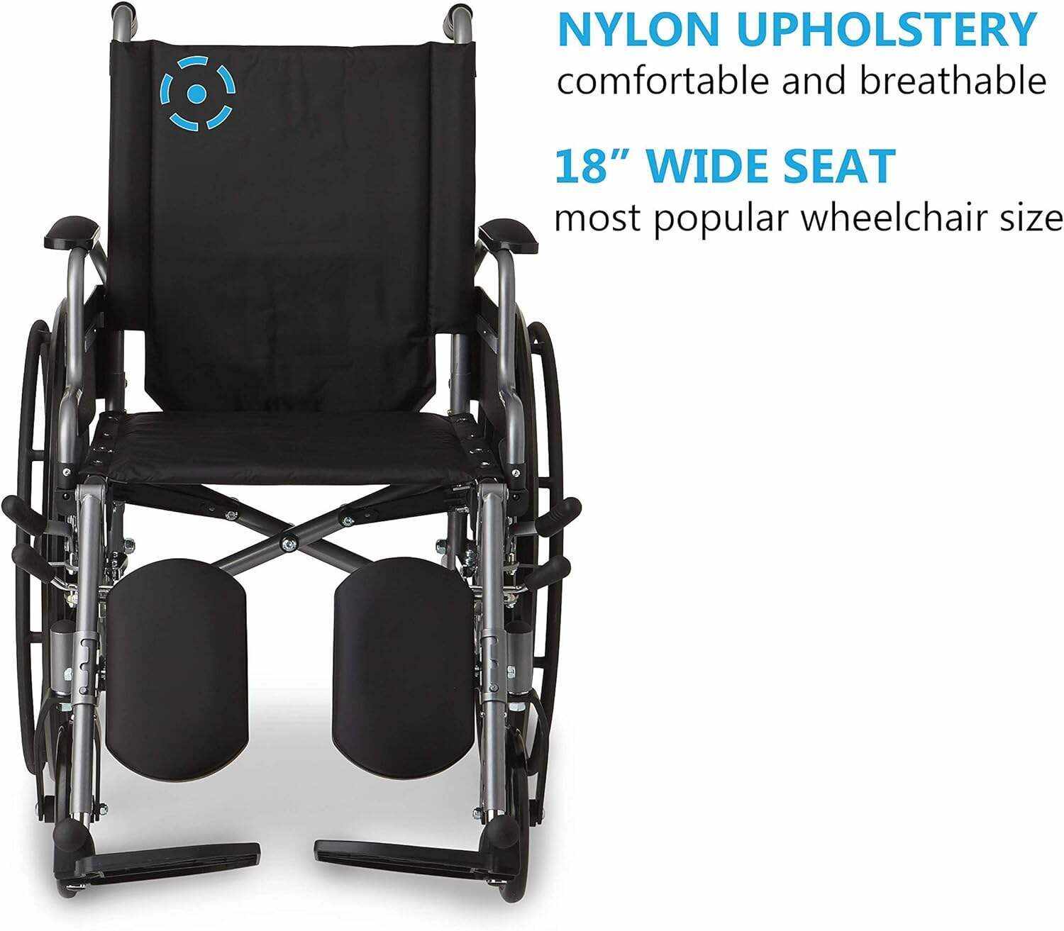 Medline Lightweight & User-Friendly Wheelchair With Flip-Back, Desk-Length Arms & Elevating Leg Rests for Extra Comfort, Black, 18 inch Seat