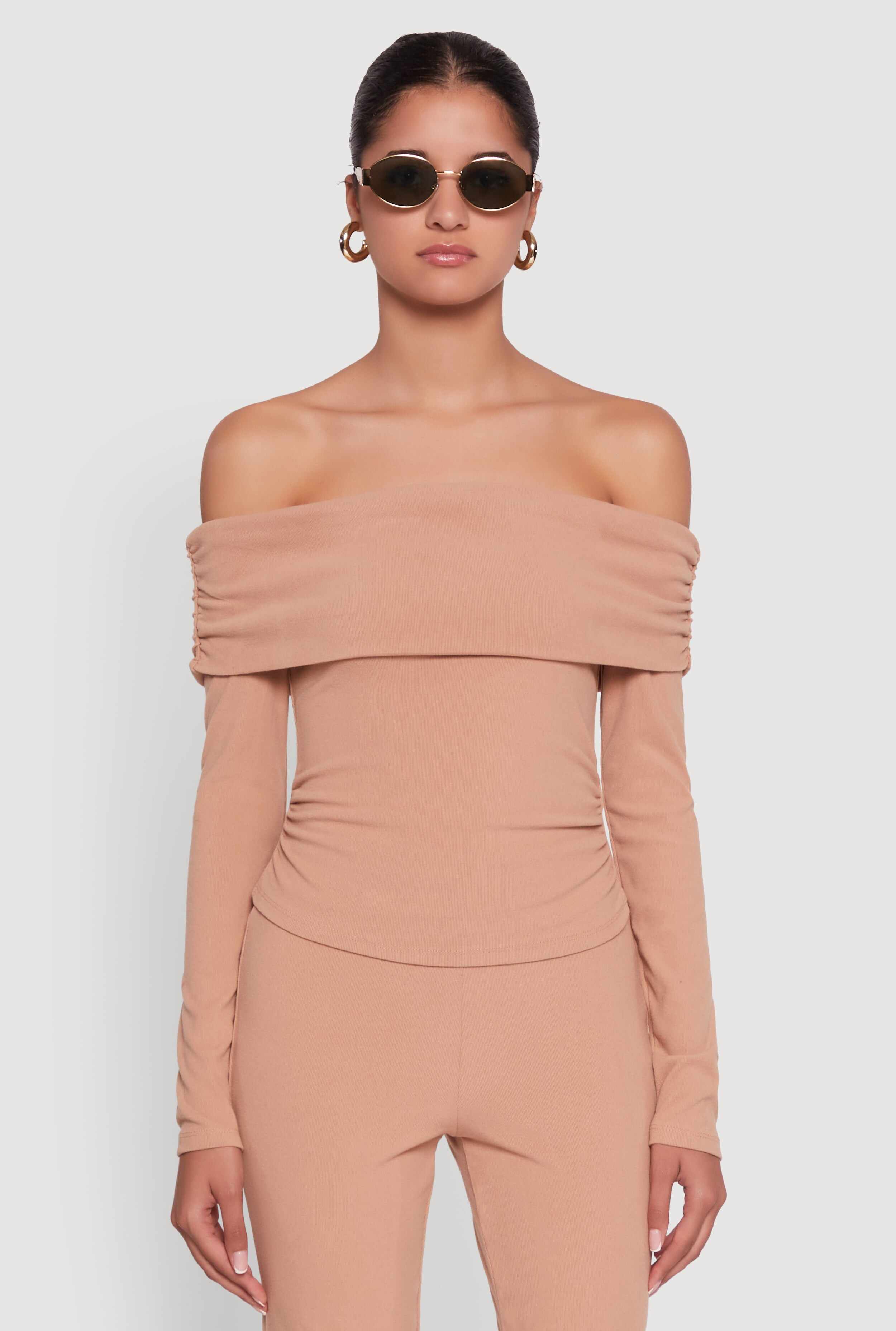 Haute Monde Fold Over Off The Shoulder Top