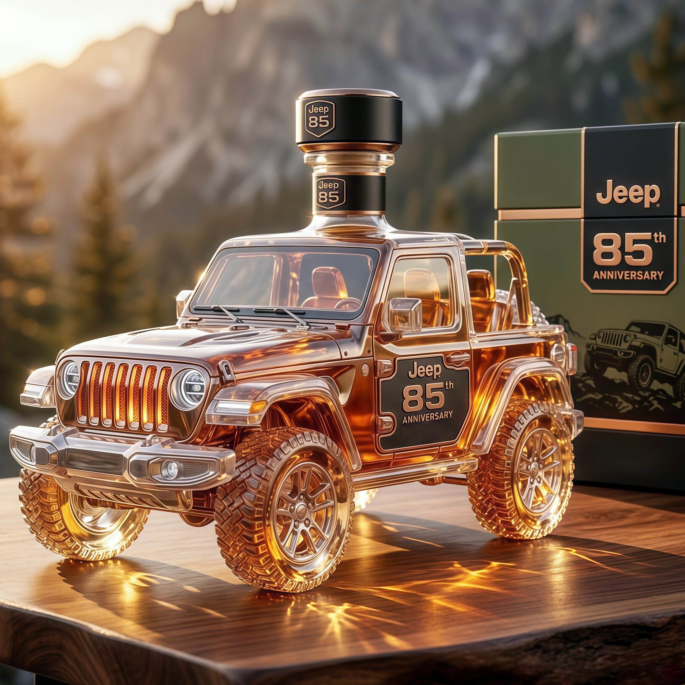 Jeep 85th Anniversary 3D Crystal Jeep Bottle