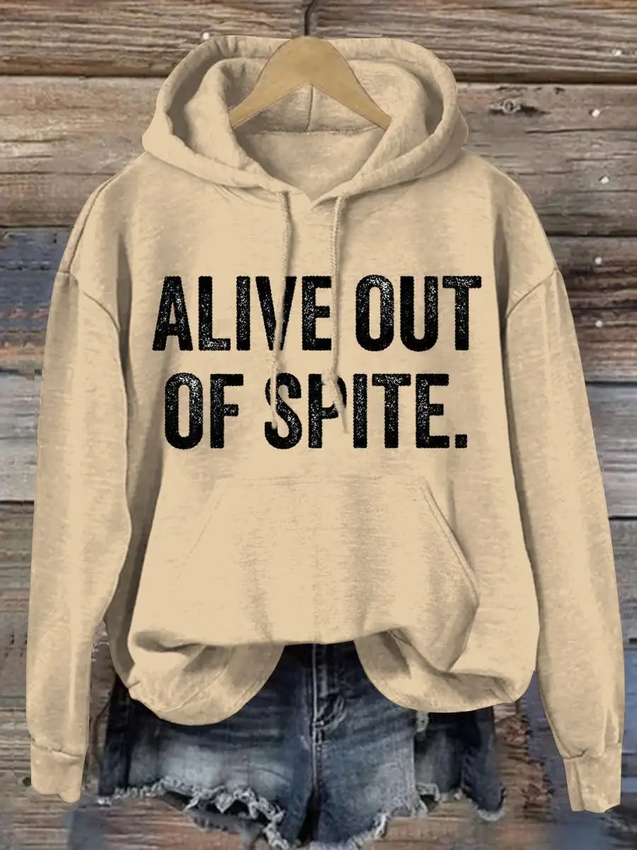 Alive Out Of Spite Mental Health Awareness Art Pattern Print Casual Hoodie Sweatshirt