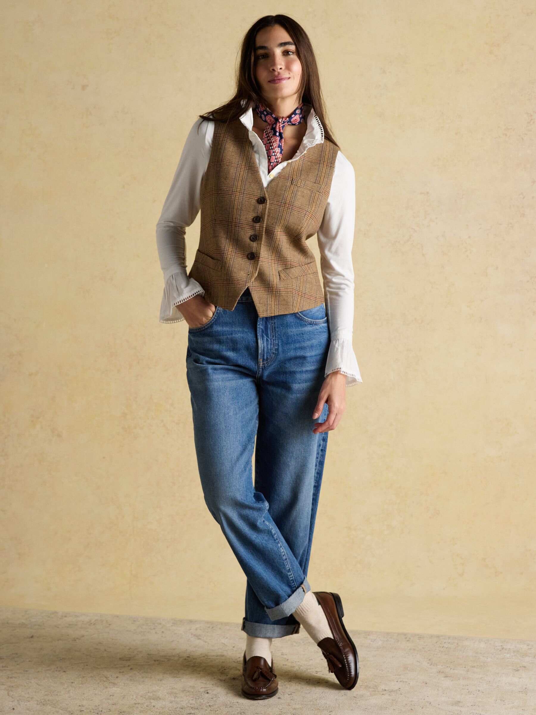 Kate White Long Sleeve Frilled Neck Top