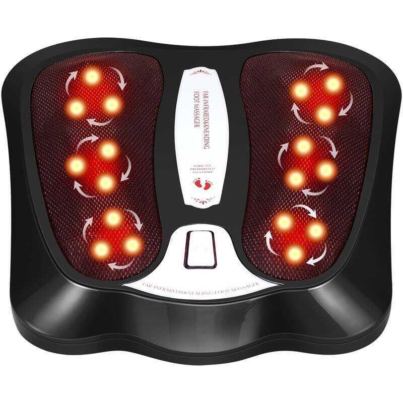 3-in-1 Electric Foot Massager, Foot Back Leg Kneading Shiatsu Massage Machine, Foot Warmer with Infrared Heating & 18 Massage Nodes