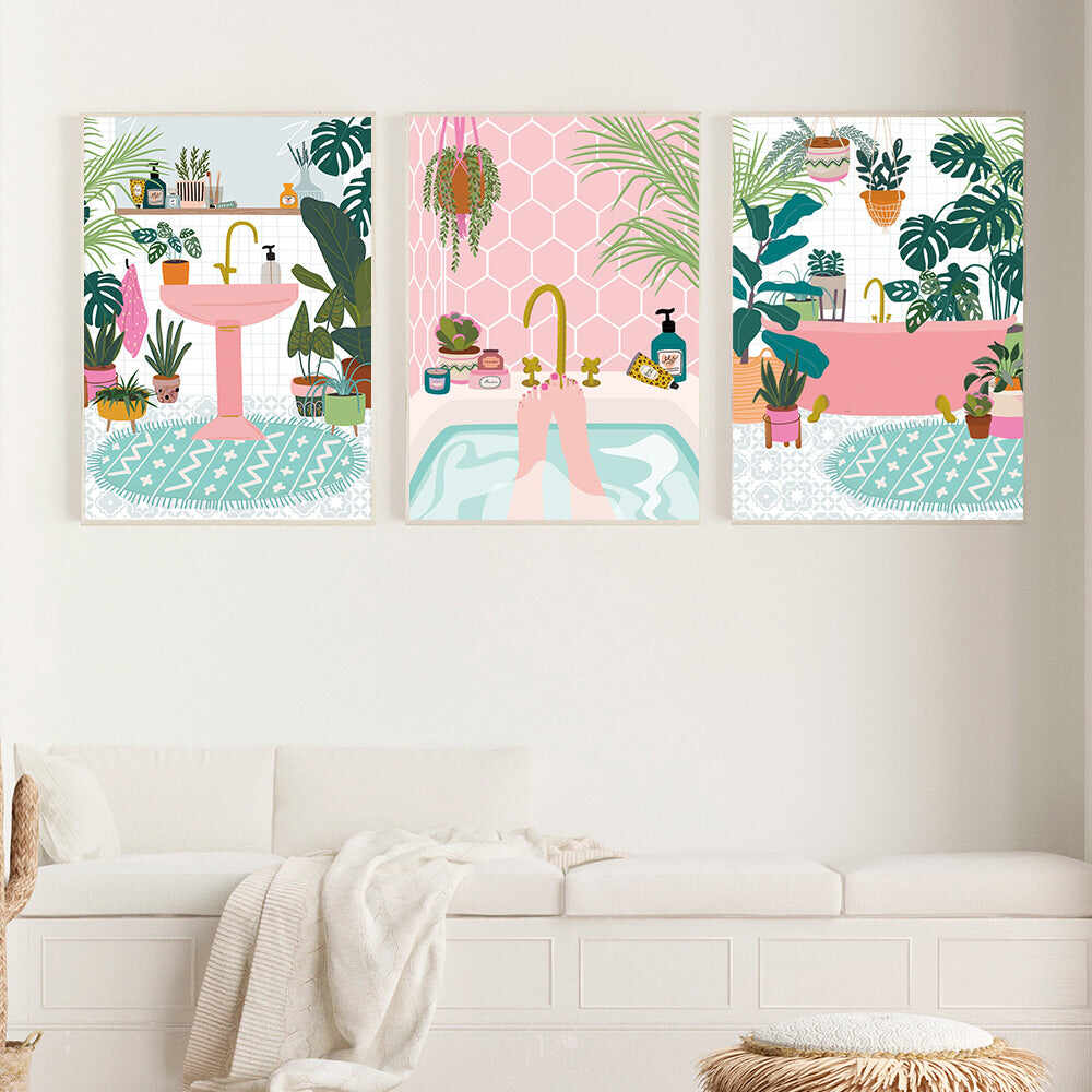 Decorstly Botanical House Plants Leaves Canvas Wall Art for Living Room Bedroom Office Decor