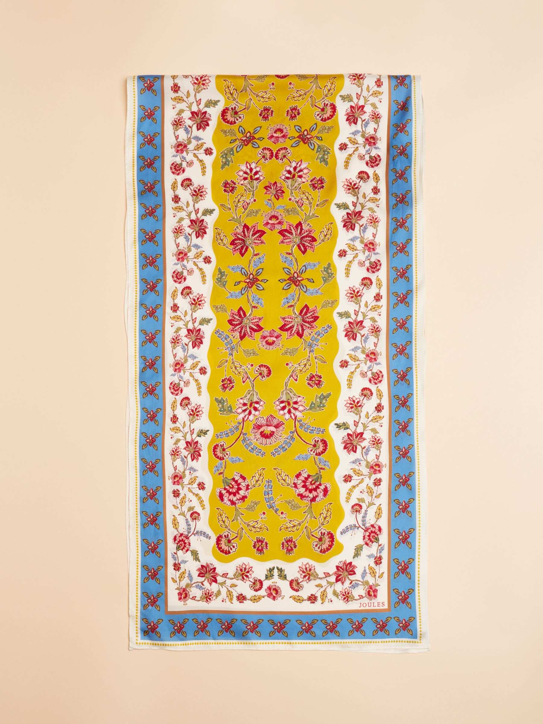 Windsor Yellow/Blue Printed Long 100% Silk Scarf