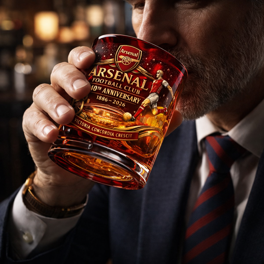 Arsenal 140th Anniversary whiskey glass