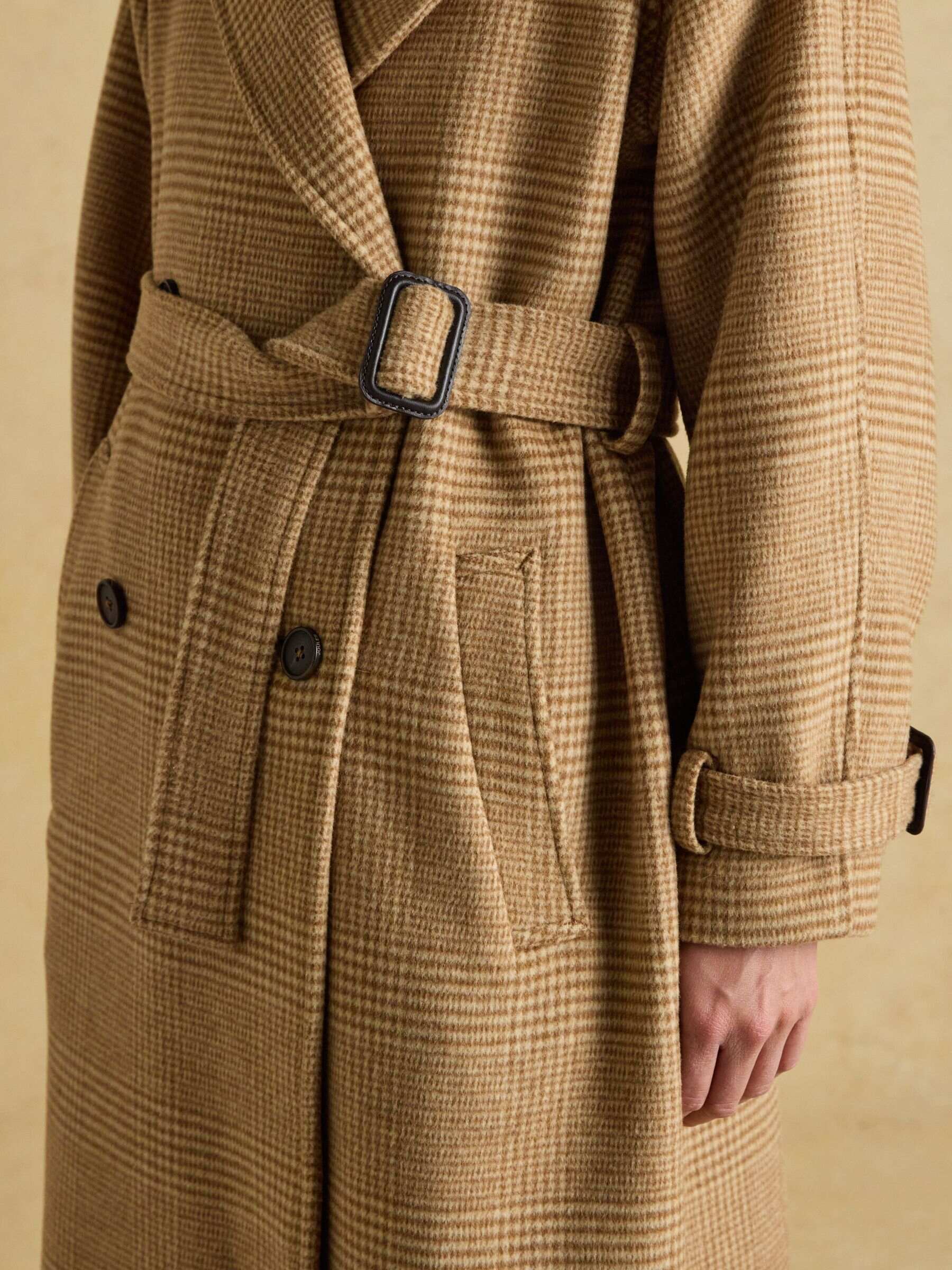 Amberley Navy Blue Longline Wool Blend Coat with Belt
