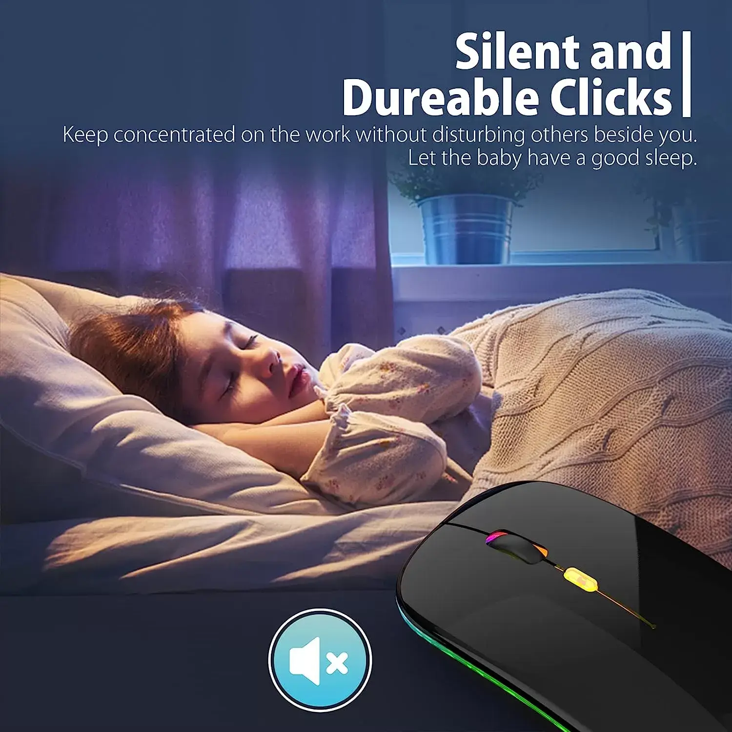 [Upgrade] LED Wireless Mouse, Slim Silent Mouse 2.4G Portable Mobile Optical Office Mouse with USB & Type-c Receiver, 3 Adjustable DPI Levels for Notebook, PC, Laptop, Computer, MacBook (Pink)