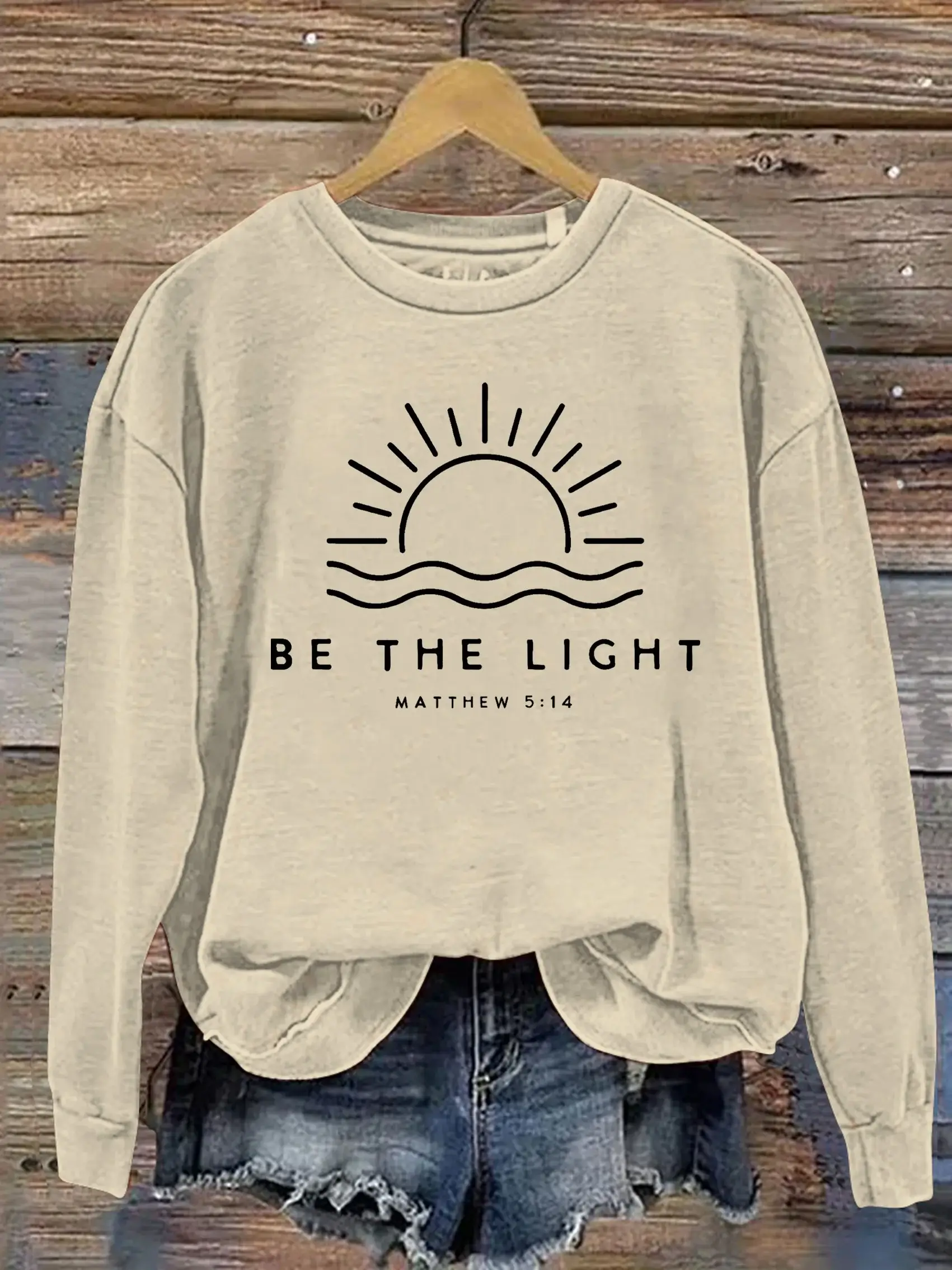 Unisex Women's Men's Be The Light Mathew 5:14 Bible Verse Religious Faith Outfit Church Christian Print Casual Hoodie
