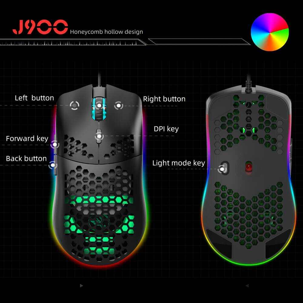 HXSJ Wired Gaming Mouse With RGB Lighting, 6 Programmable Buttons, And Switch Support For All Games