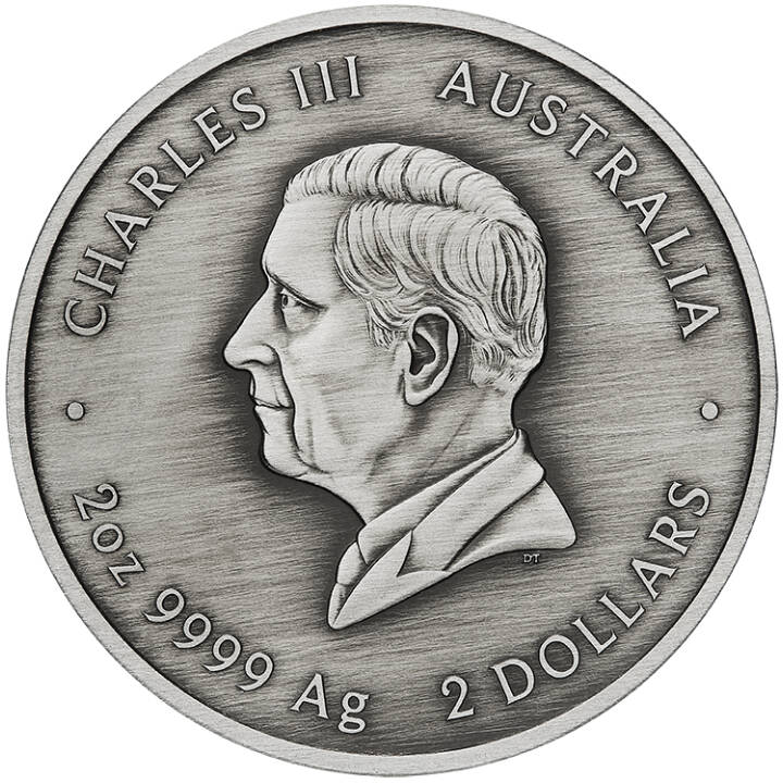 Kookaburra Kaa-Kaa 2024 2oz Silver Antiqued Coloured Coin