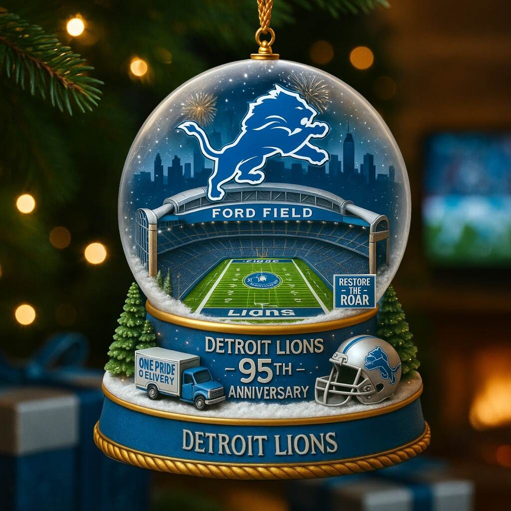 Detroit Lions 95th Anniversary Christmas Ornaments