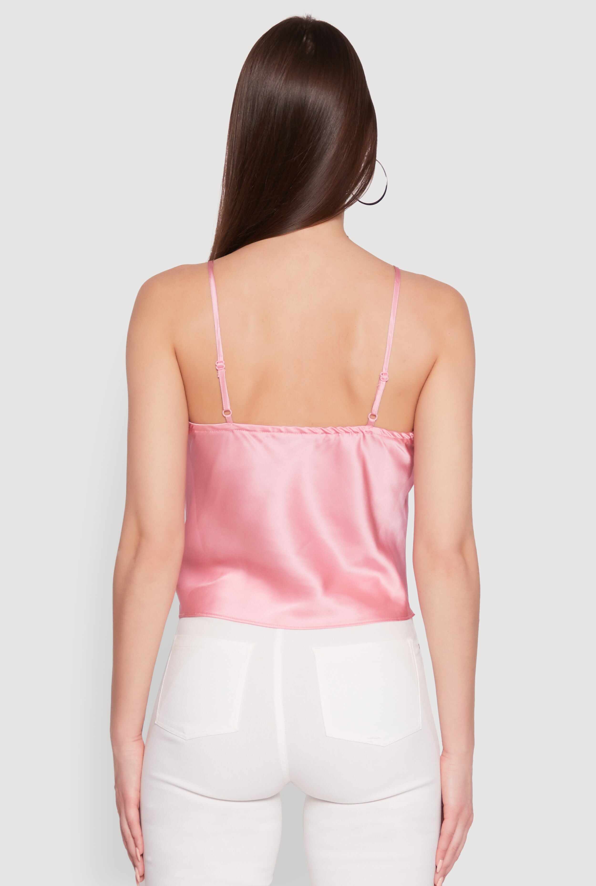 V-Neck Lace Trim Cropped Cami