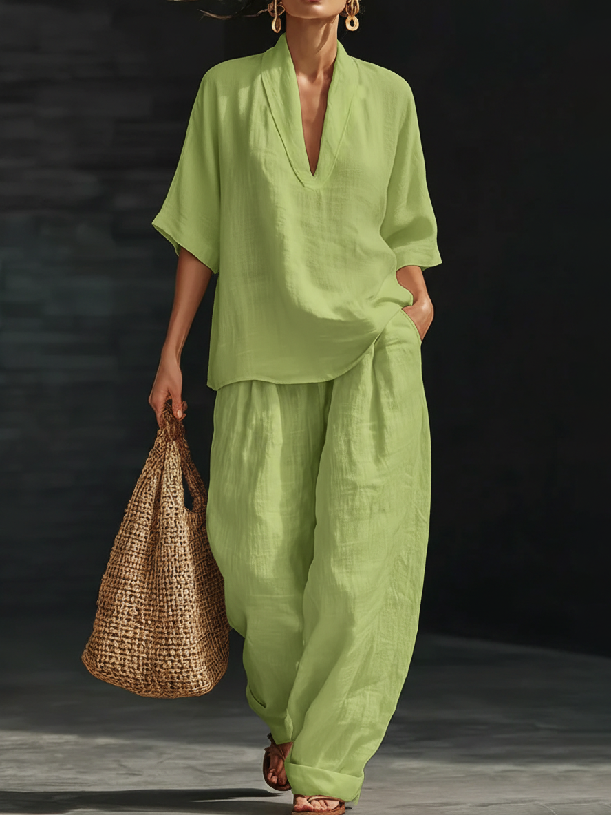 🔥Summer Arrivals🌟Casual And Cozy Minimalist Linen Two-piece Set