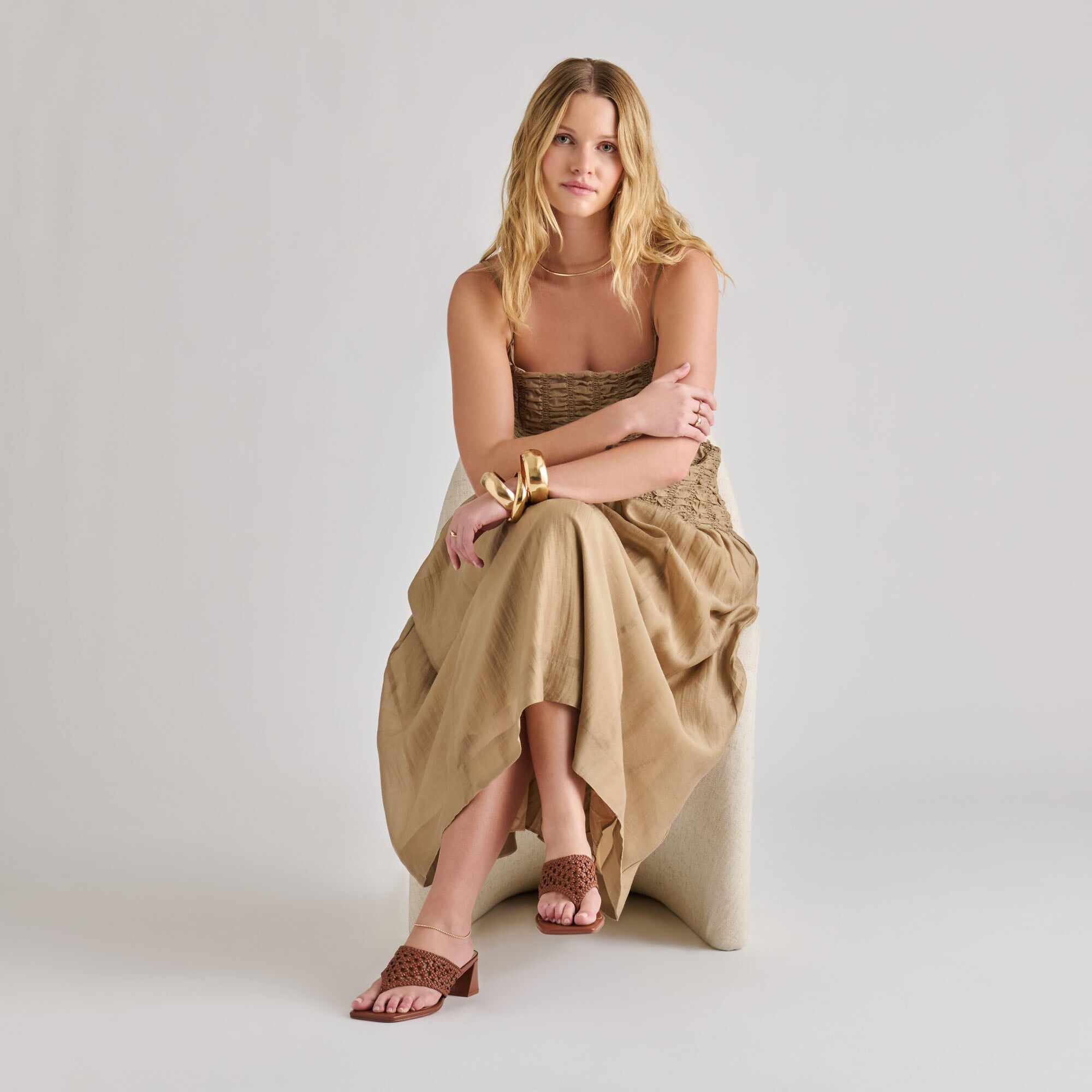BARLO HEELS COGNAC WOVEN STELLA