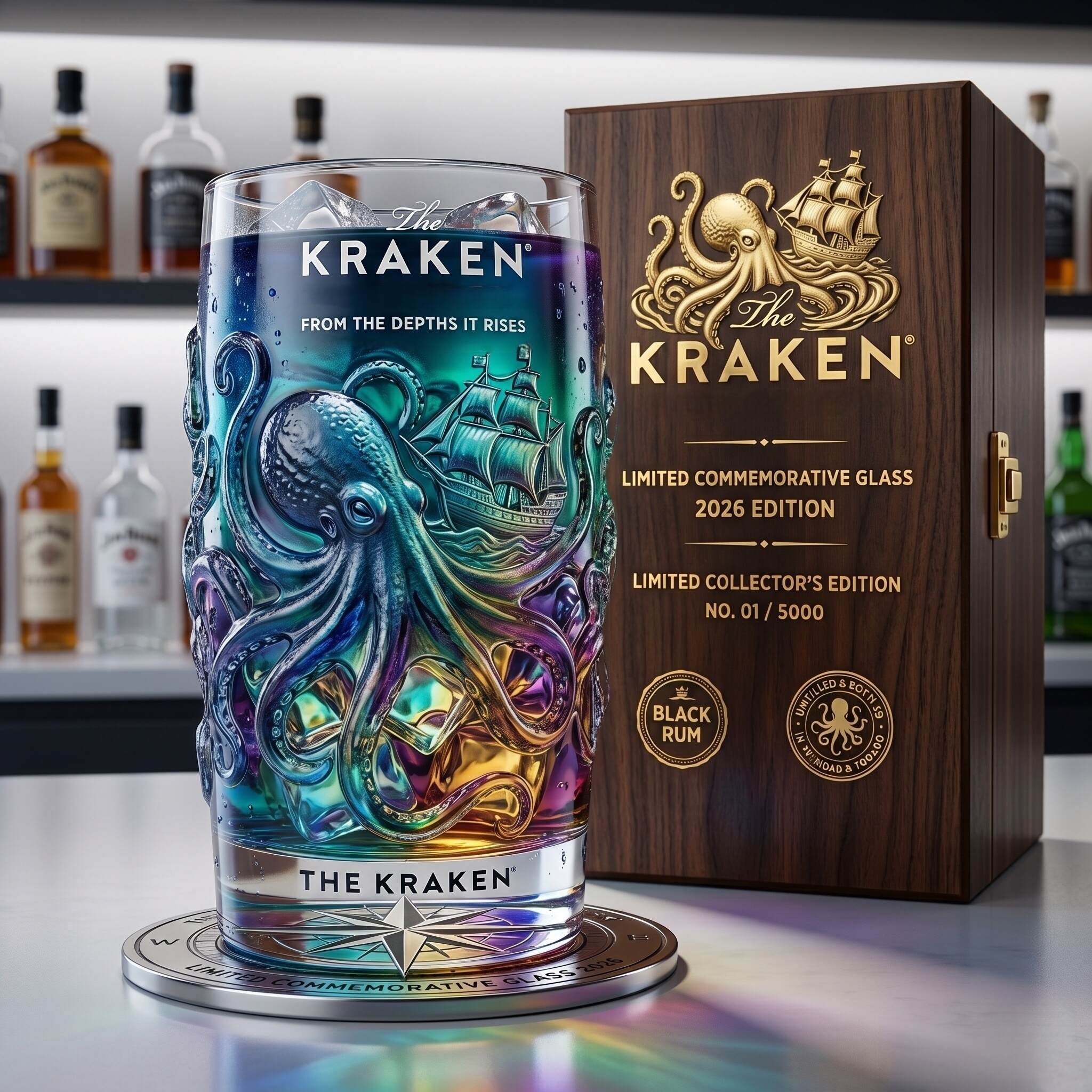 The Kraken 2026 Limited Collector's Edition Holographic Relief Commemorative Glass