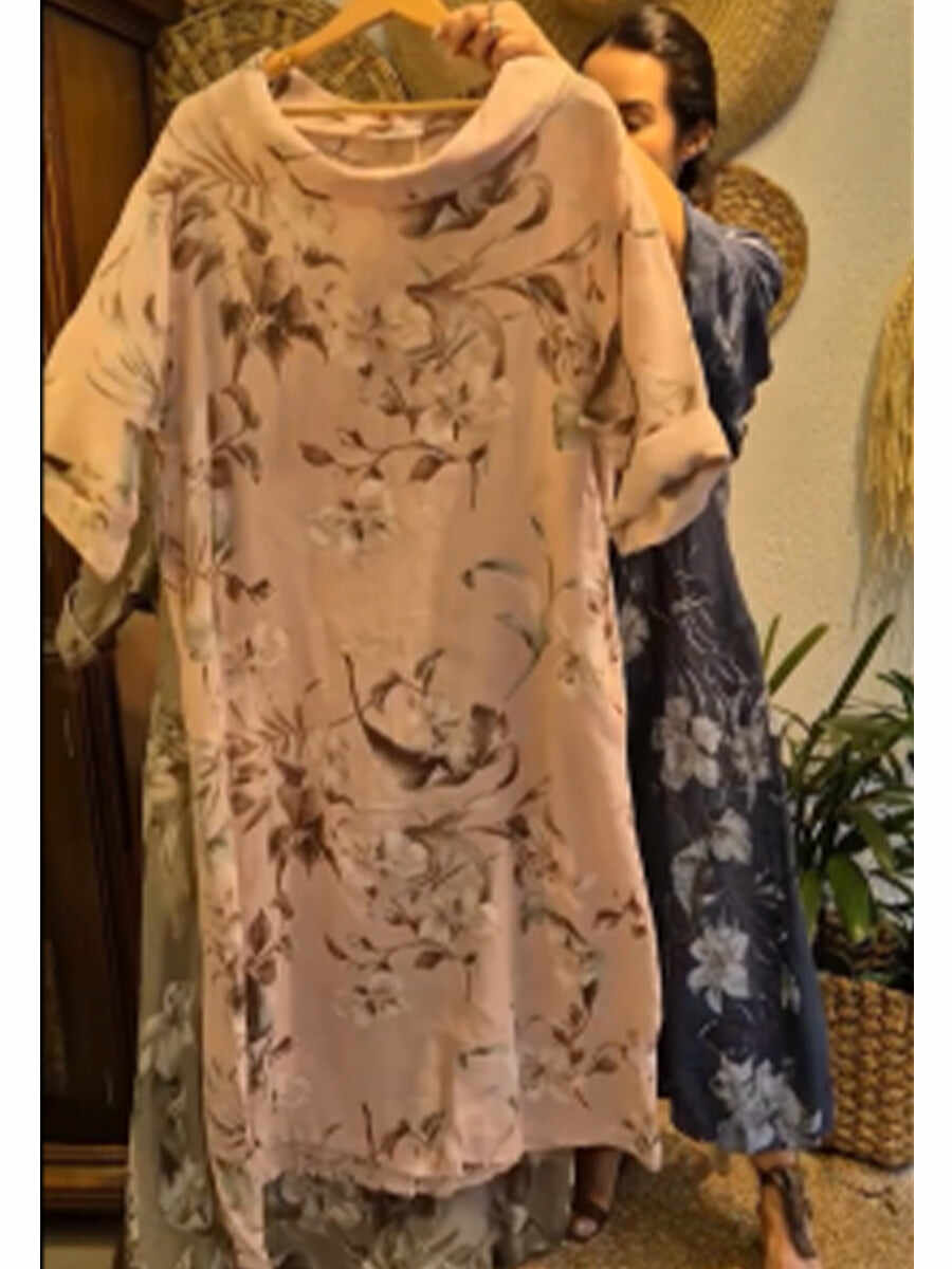 🔥Summer Arrivals🌟Loose And Comfortable Floral Print Linen And Cotton Dress