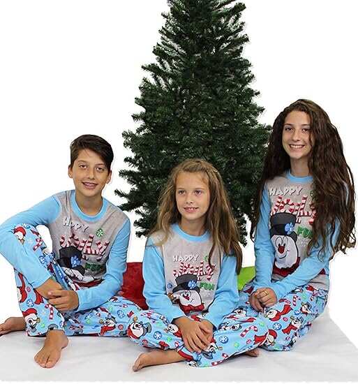 Family Matching Christmas Snowman Pajama Set Cute Cartoon Prints