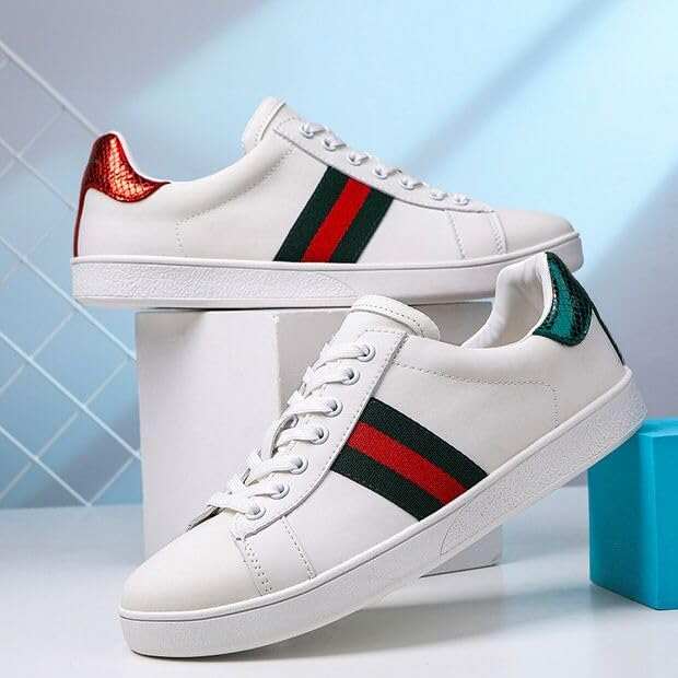 Men's White Sneakers, Luxury Designer, Low Top Lace Up, Water Resistant, Breathable and Comfortable Walking Shoes, Size 38-47