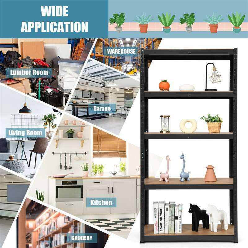 72 Inch 5-Shelf Steel Garage Storage Rack Display Stand with Adjustable Shelves