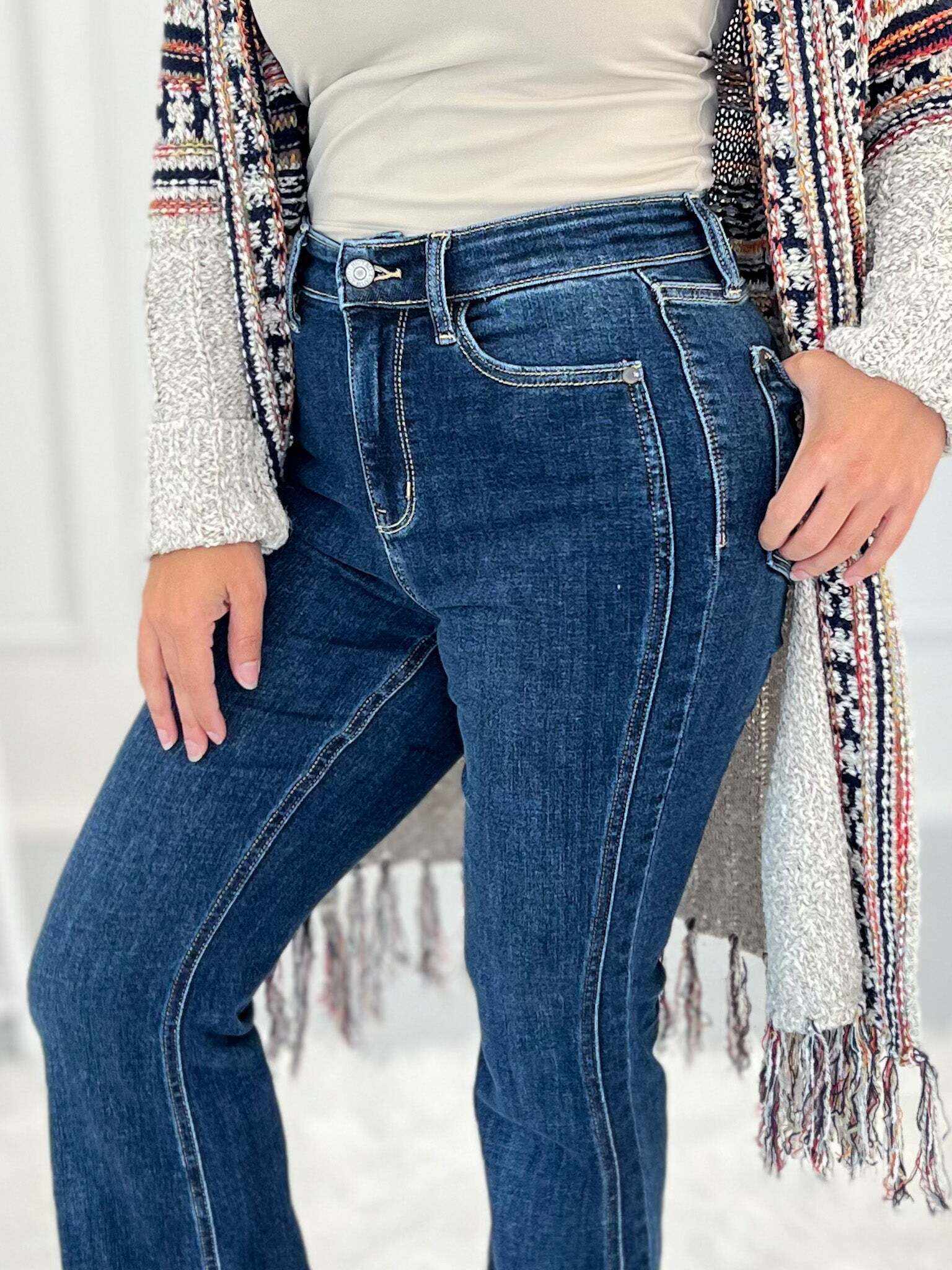 By My Side - Christmas Angled Side Seam Flare Jeans- Final Sale