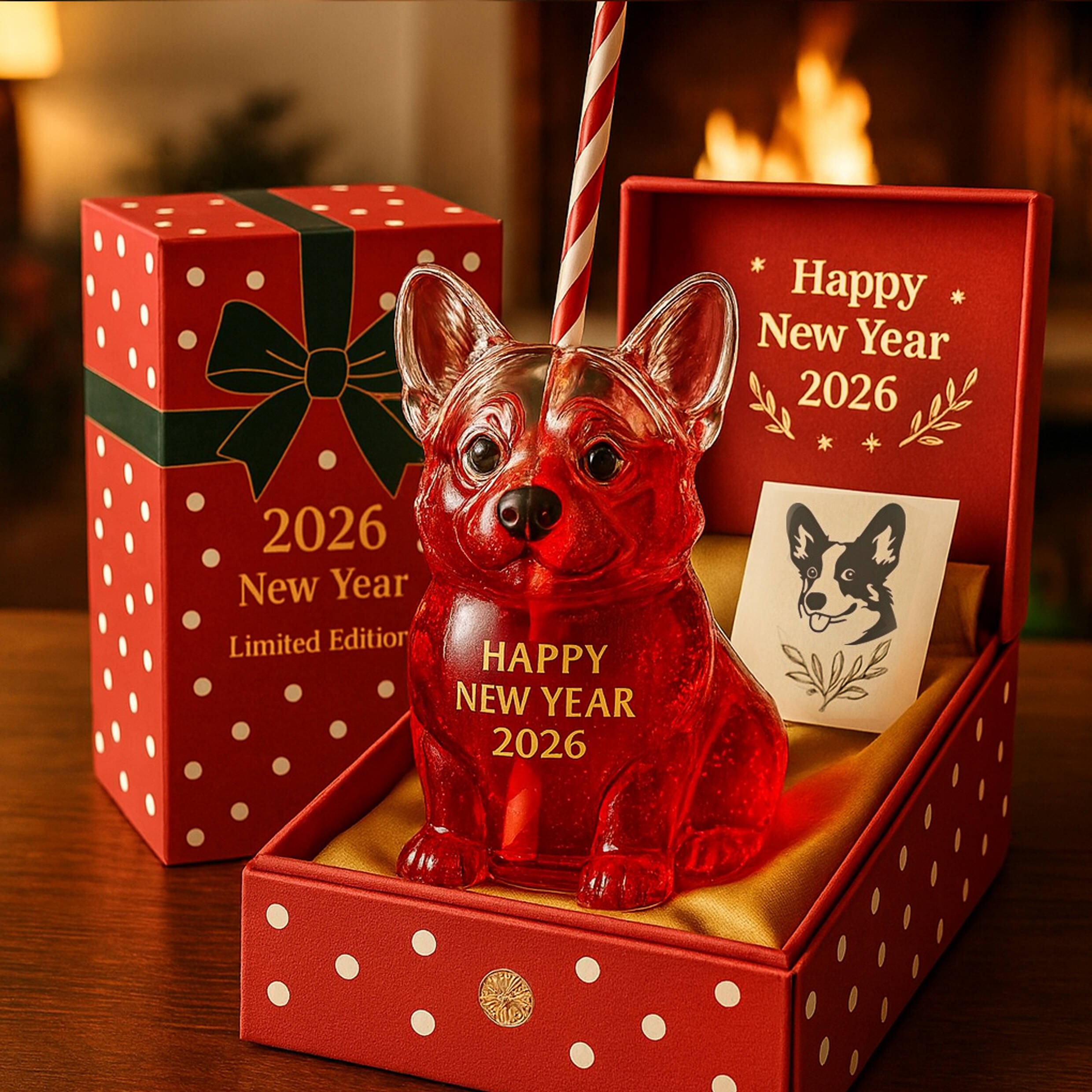 2026 New Year Puppy Glass Tumbler Set
