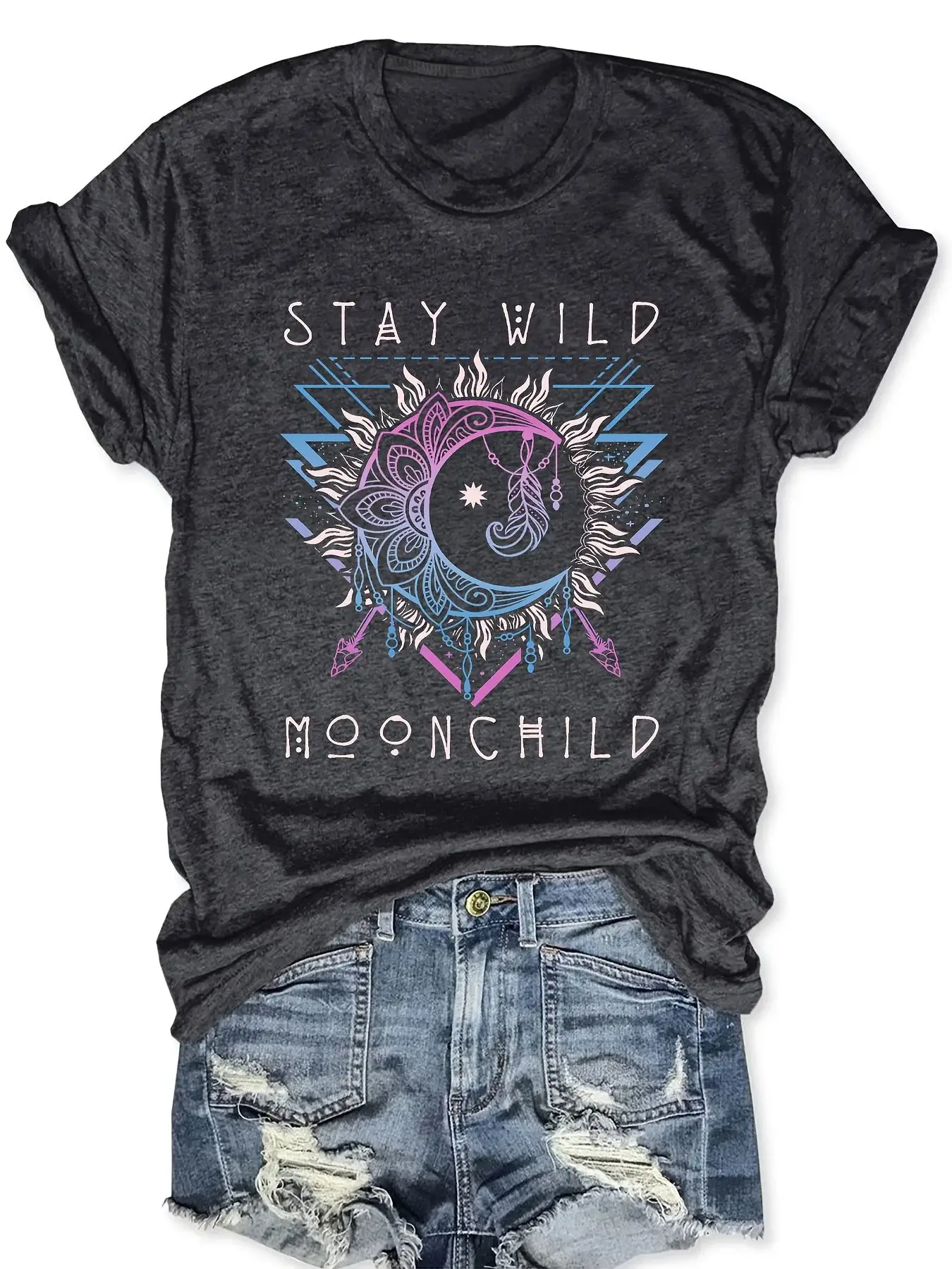 Unisex Shirt Stay Wild Moonchild Design Print T-shirt
