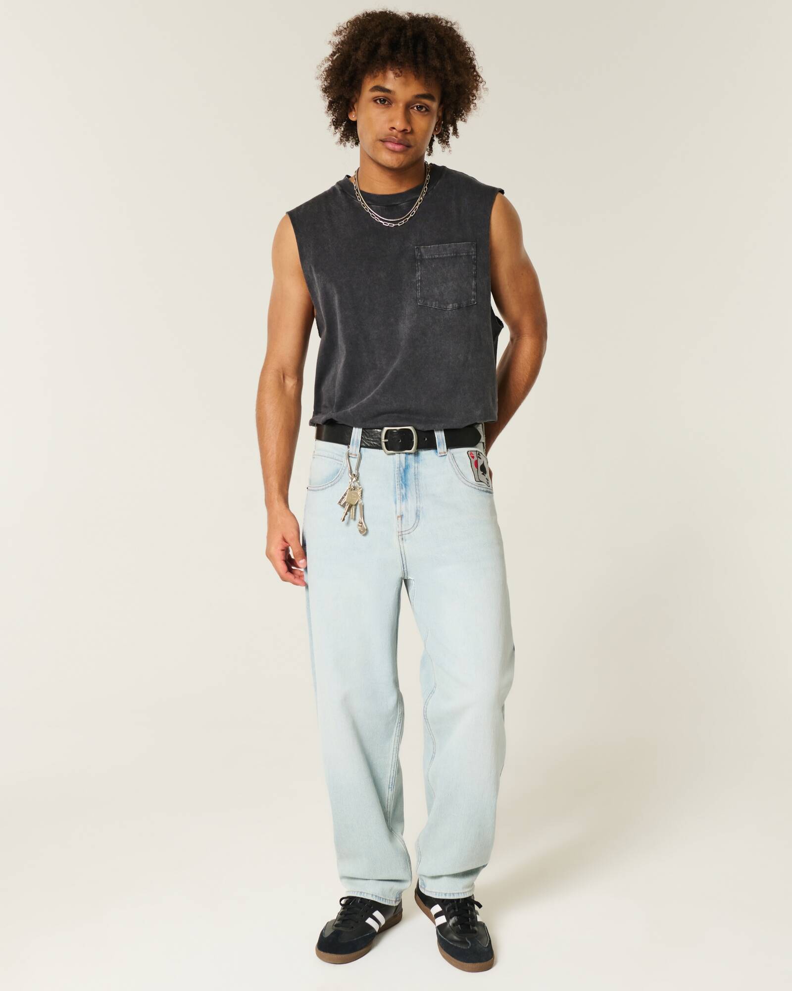 Medium Wash Skater Baggy Jeans