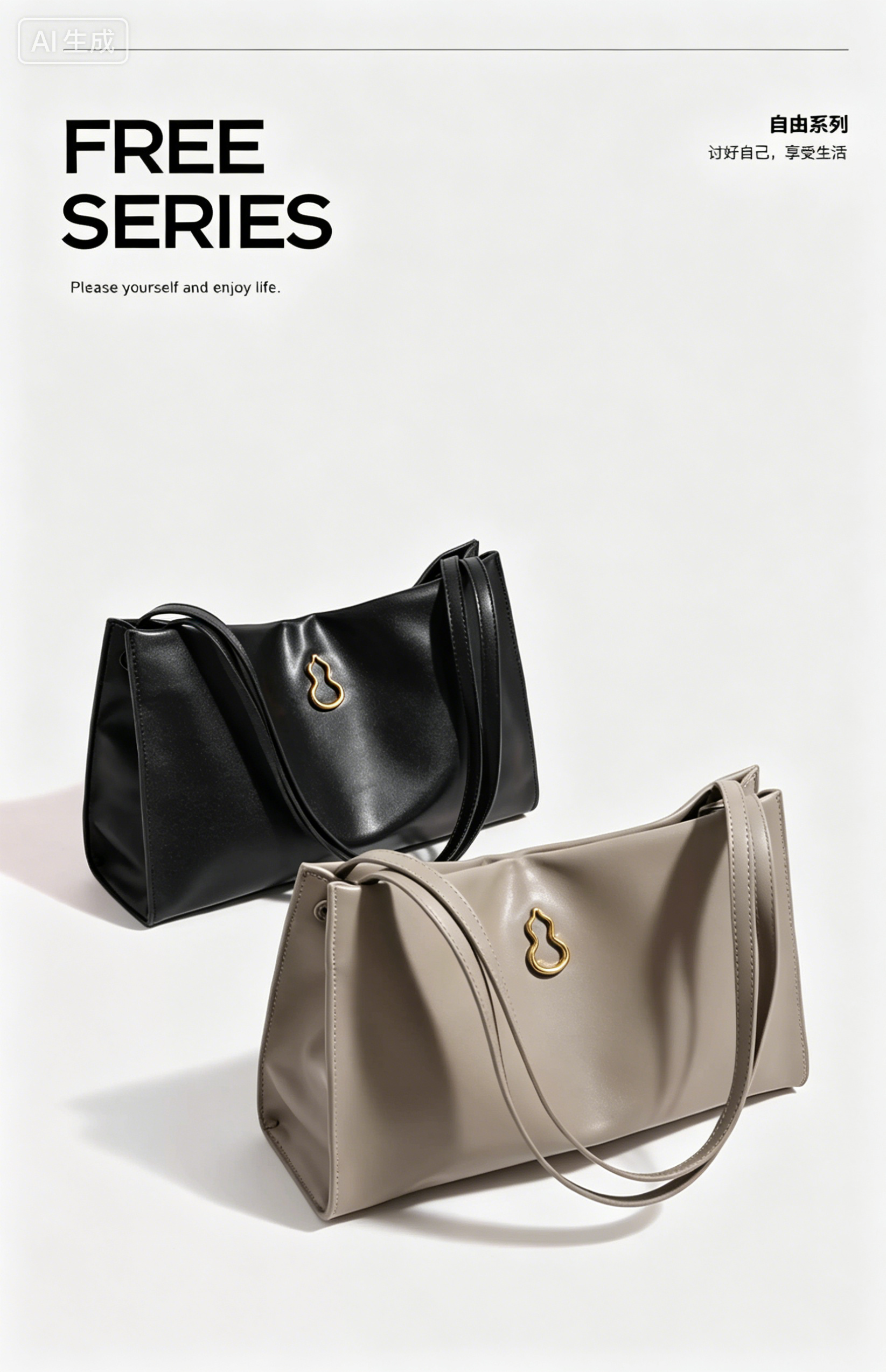 Fashionable women handbag with classic design with cowhide leather