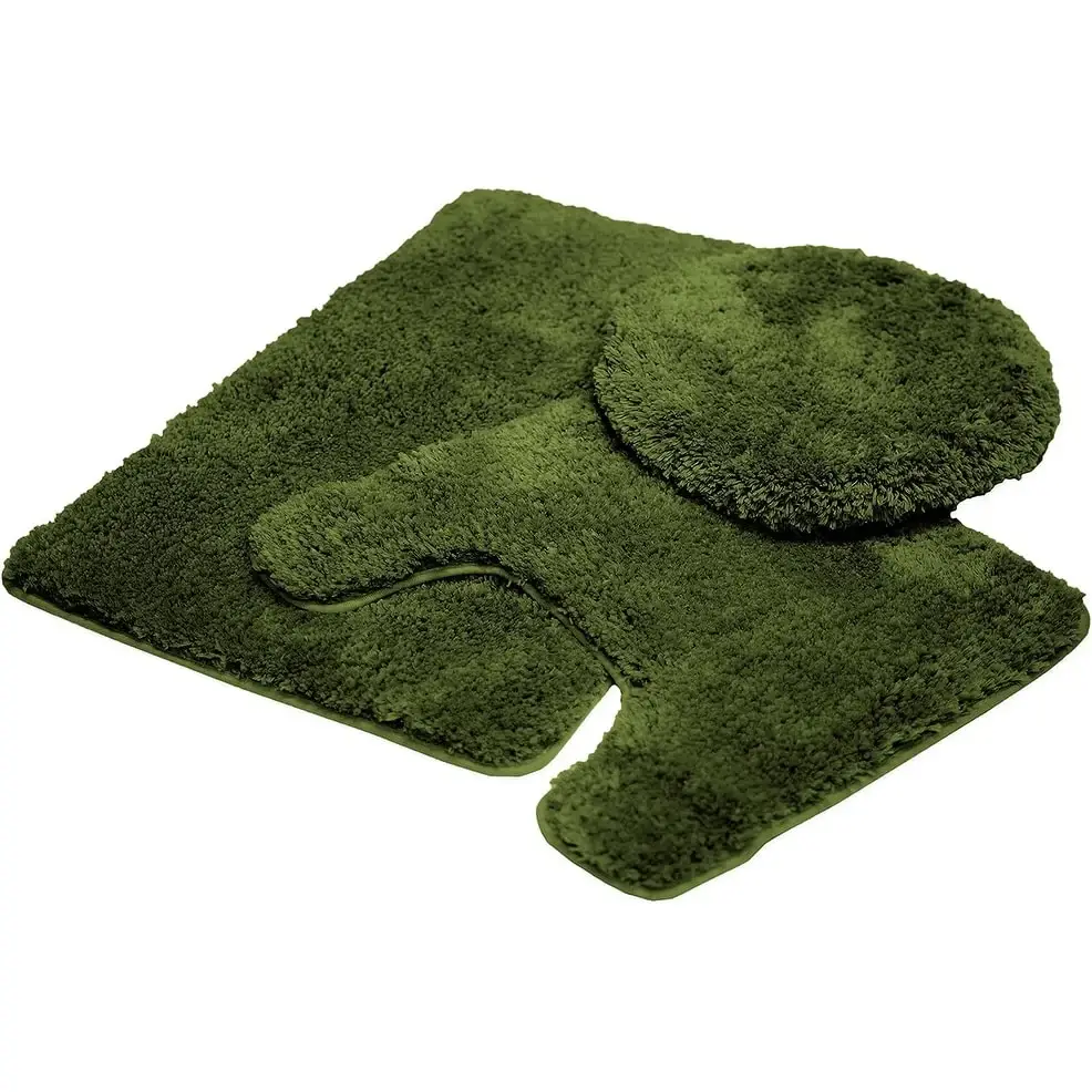 Queen Mary 3 Piece Bathroom Rug Set, Luxury Soft Plush Bath Mat, Contour Rug, Lid Cover, Non-Slip
