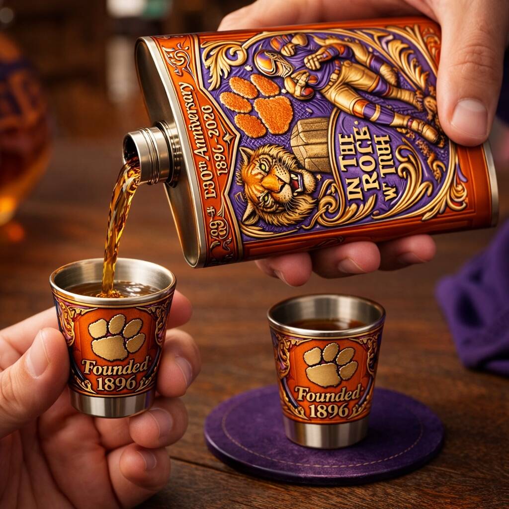 Clemson Tigers 130th Anniversary Flask Gift Set